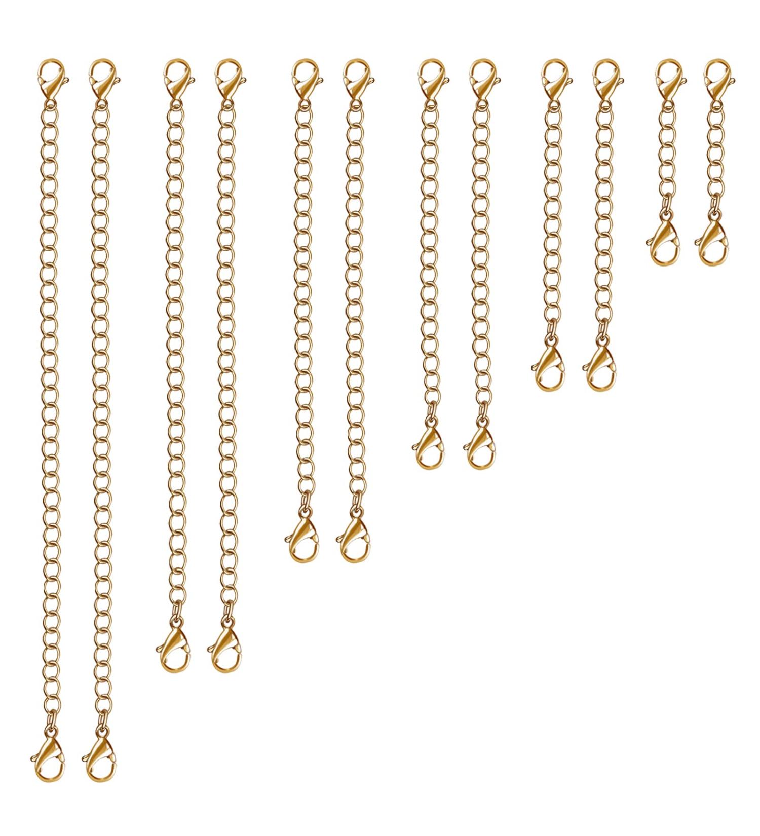 12 PCS Gold Necklace Extender Chain Set - Premium Stainless Steel Jewelry Bracelet Anklet Extension by UUBAAR - Buy Online on GoSupps.com
