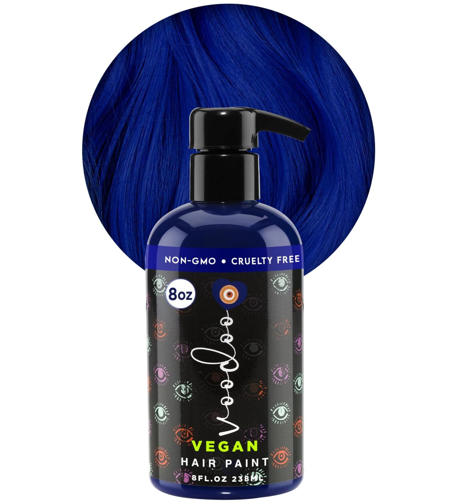 VOODOO Blue Hair Paint (Serenity) 8 Oz | Vegan & Cruelty-Free Temporary Hair Dye | Bright Vivid Color | Ammonia Sulfate & Paraben-Free Semi-Permanent Hair Color - Buy Online on GoSupps.com