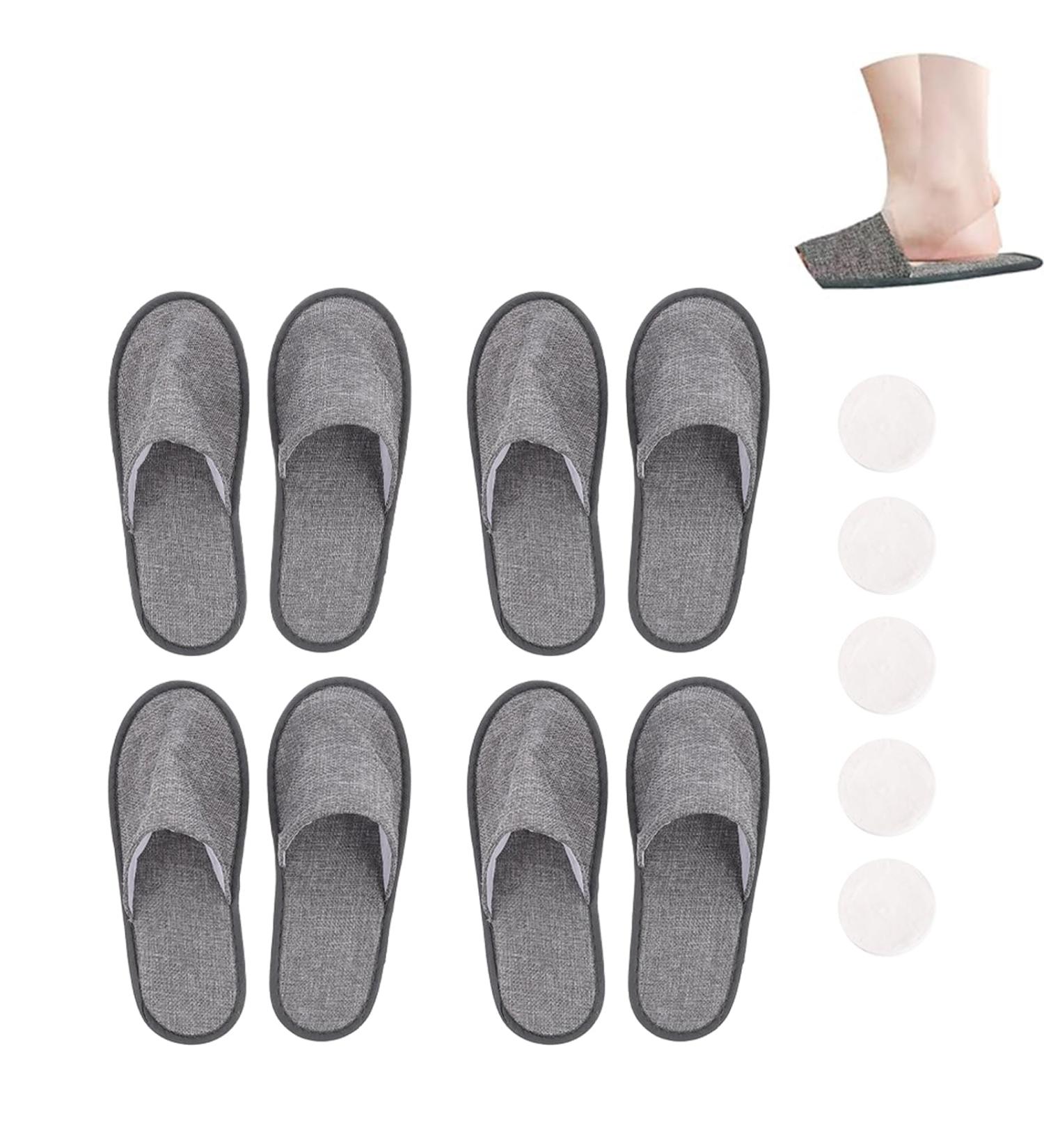 Buy Aomigt Portable Non-Slip Disposable Slippers | Linen & Terry Slippers for Hotels Guests & Travel 4 Pairs - Buy Online on GoSupps.com