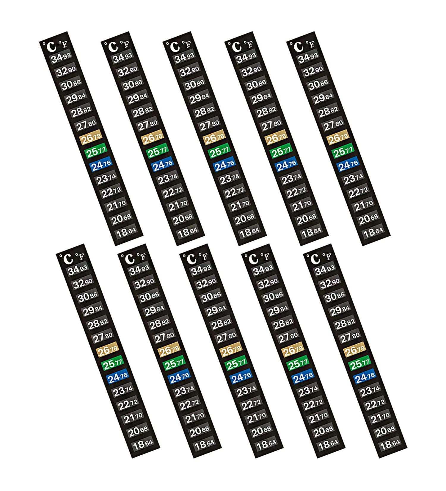 10-Piece Aquarium Thermometer Stickers - Accurate Digital Temperature Strips ( C & F) for Fish Tanks - Buy Online on GoSupps.com