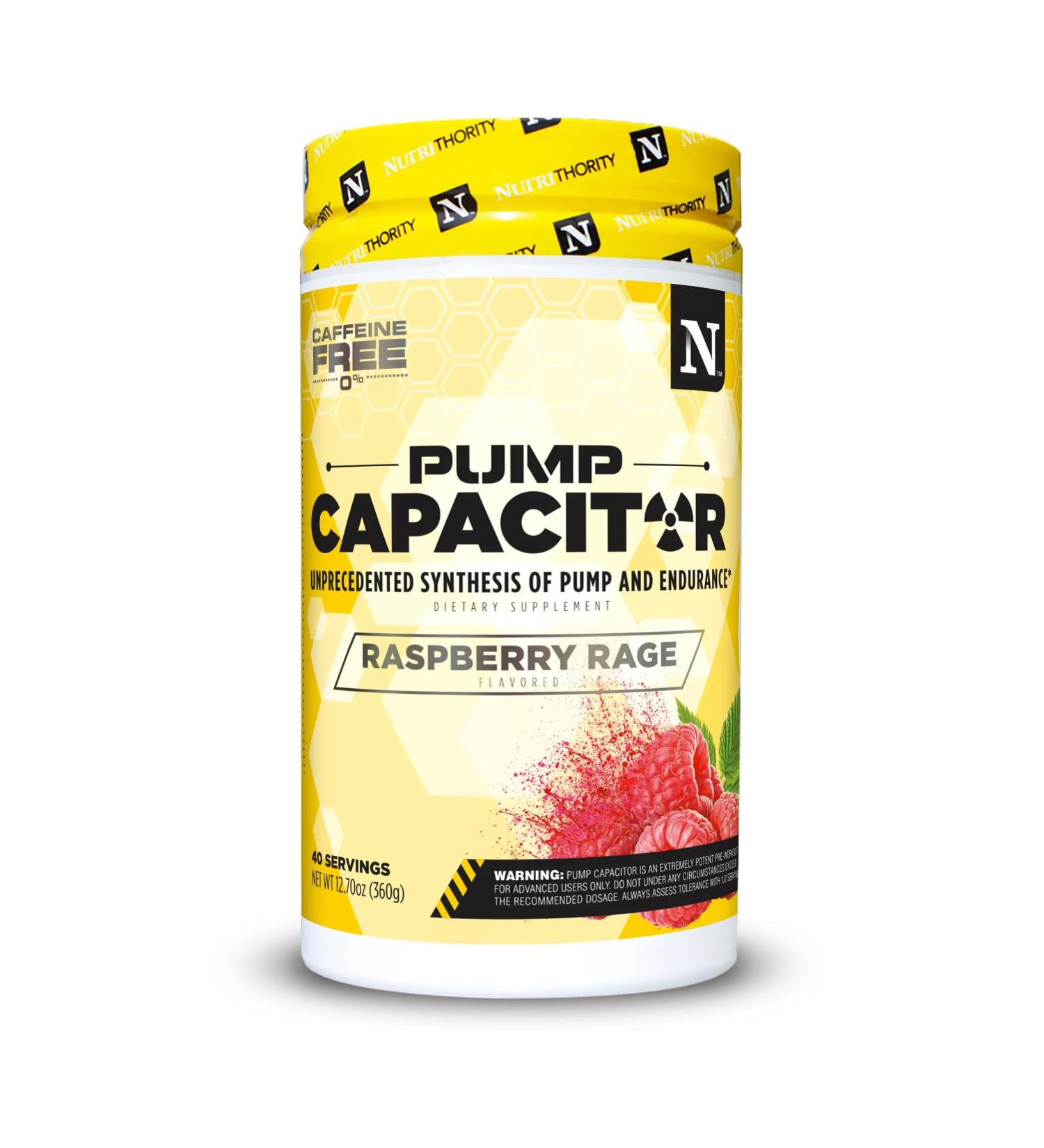 Pump Capacitor Raspberry Rage - Non-Stimulant Sugar-Free Pre Workout for Men & Women | 40 Servings | Nitric Oxide Booster for Intense Focus Powerful Pumps & Strength Gains - Shop Now - Buy Online on GoSupps.com