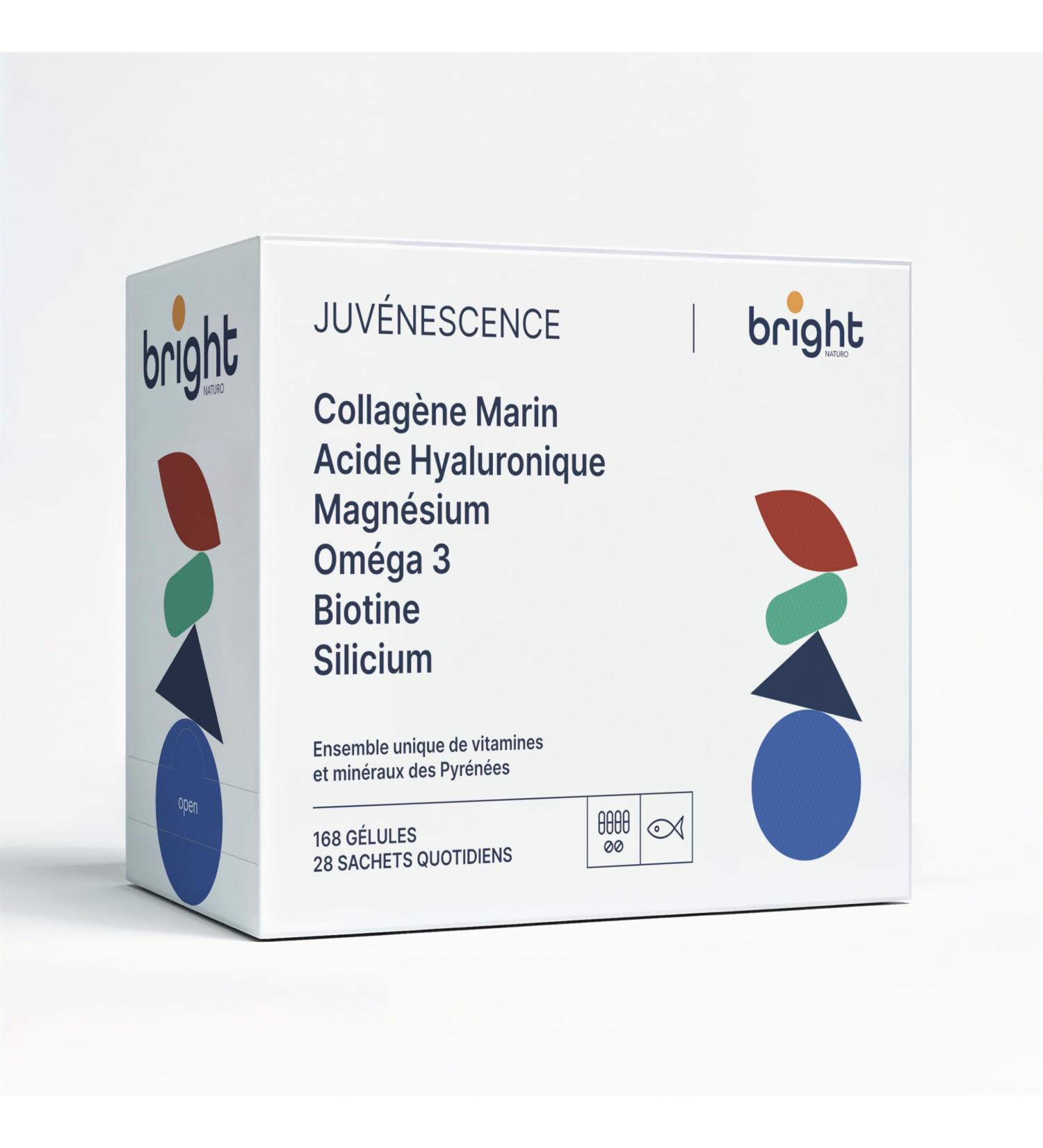 Bright Naturo Biotin and silicon hair supplement magnesium omega-3 marine collagen with hyaluronic acid. Hair skin and nail supplements. Hair vitamins | 28 sachets per day