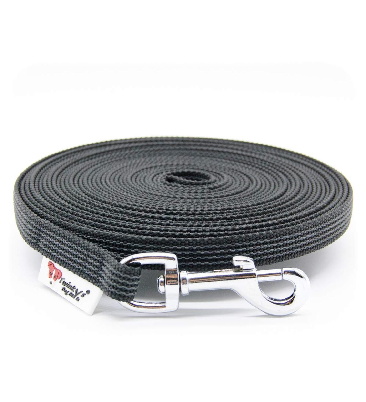 Twinkys Dog Style Tow Leash - Rubberized 15mm Wide for Dogs Up to 15kg - 20m Length - Made in Germany - No Hand Loop - Black - Buy Online on GoSupps.com