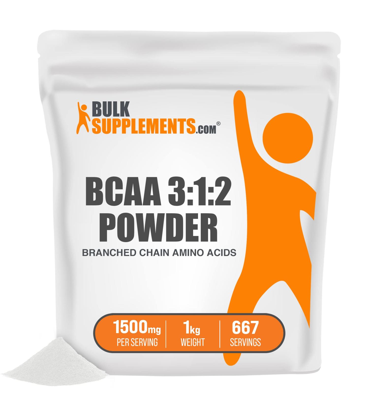 BCAA 3:1:2 Unflavored Powder - Muscle Building Supplements for Men - 1kg (2.2 lbs) - BulkSupplements.com - Buy Online on GoSupps.com
