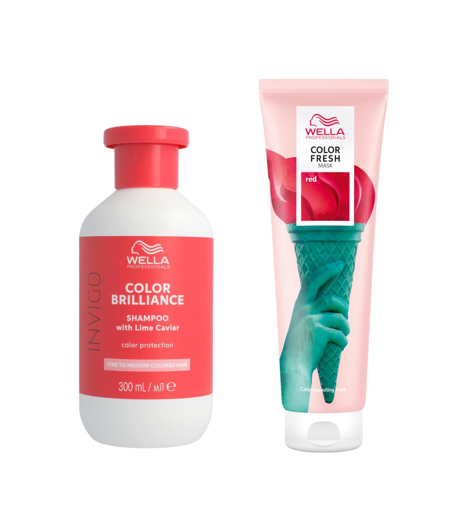 Wella Professionals Color Fresh Mask Temporary Colour Refresh Treatment Semi-Permanent Hair Dye Hair Gloss Treatment for Festival Hair Red Hair Dye & Invigo Color Brilliance Colour Protection Shampoo - Buy Online on GoSupps.com