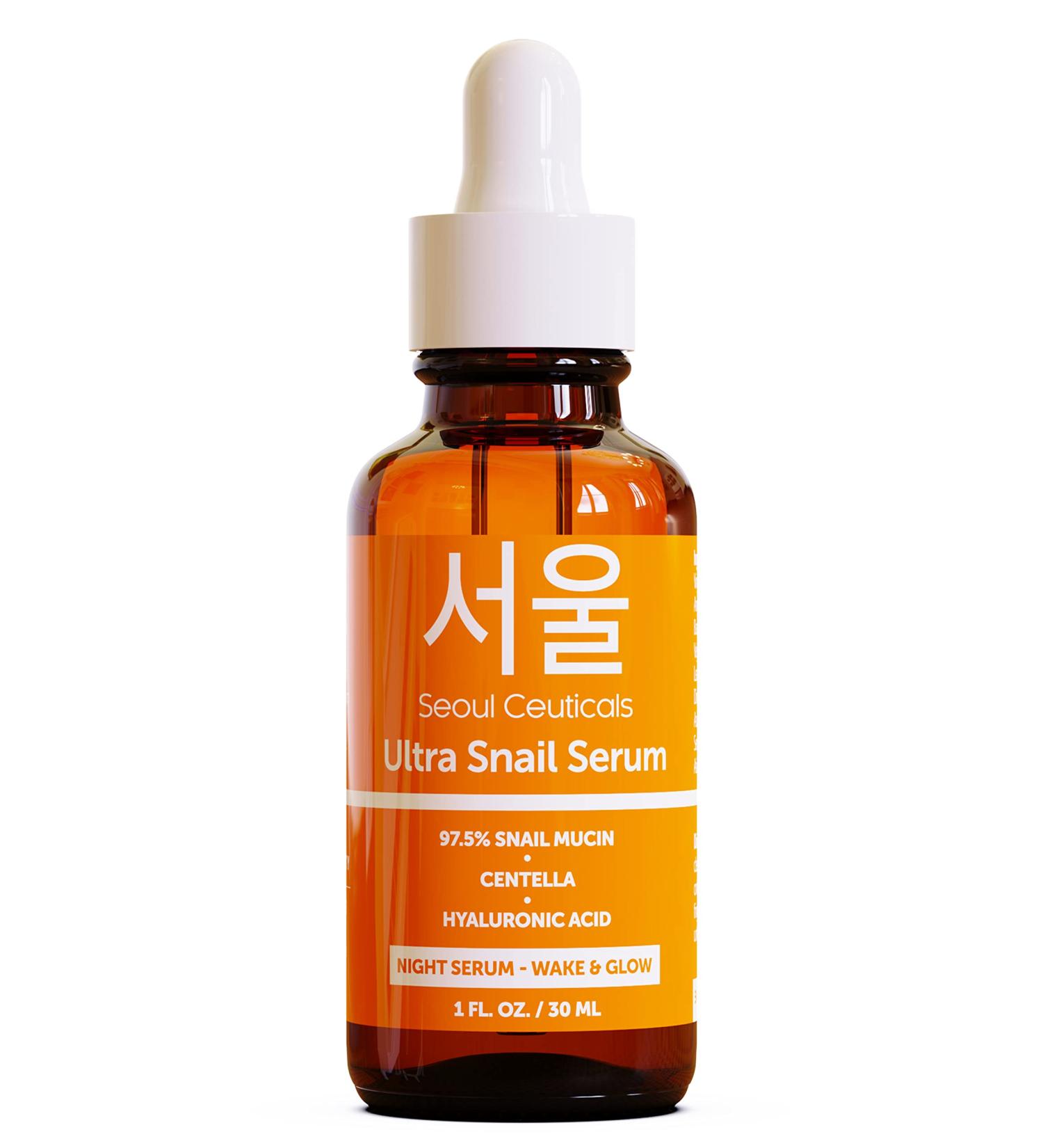 Korean Snail Mucin Serum with Hyaluronic Acid - Anti Wrinkle Night Serum 1oz - Buy Online on GoSupps.com
