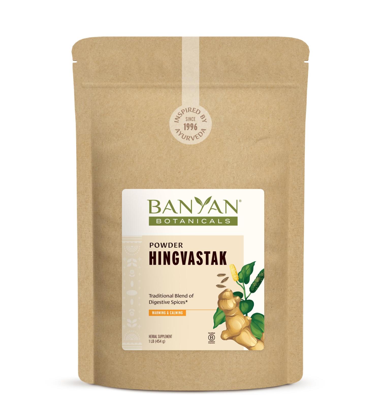 Banyan Botanicals Hingvastak Powder Ayurvedic Herbal Blend for Healthy Digestion & Bloating Relief* 1lb with Asafoetida Gluten Free, Non-GMO, Sustainably Sourced - Buy Online on GoSupps.com