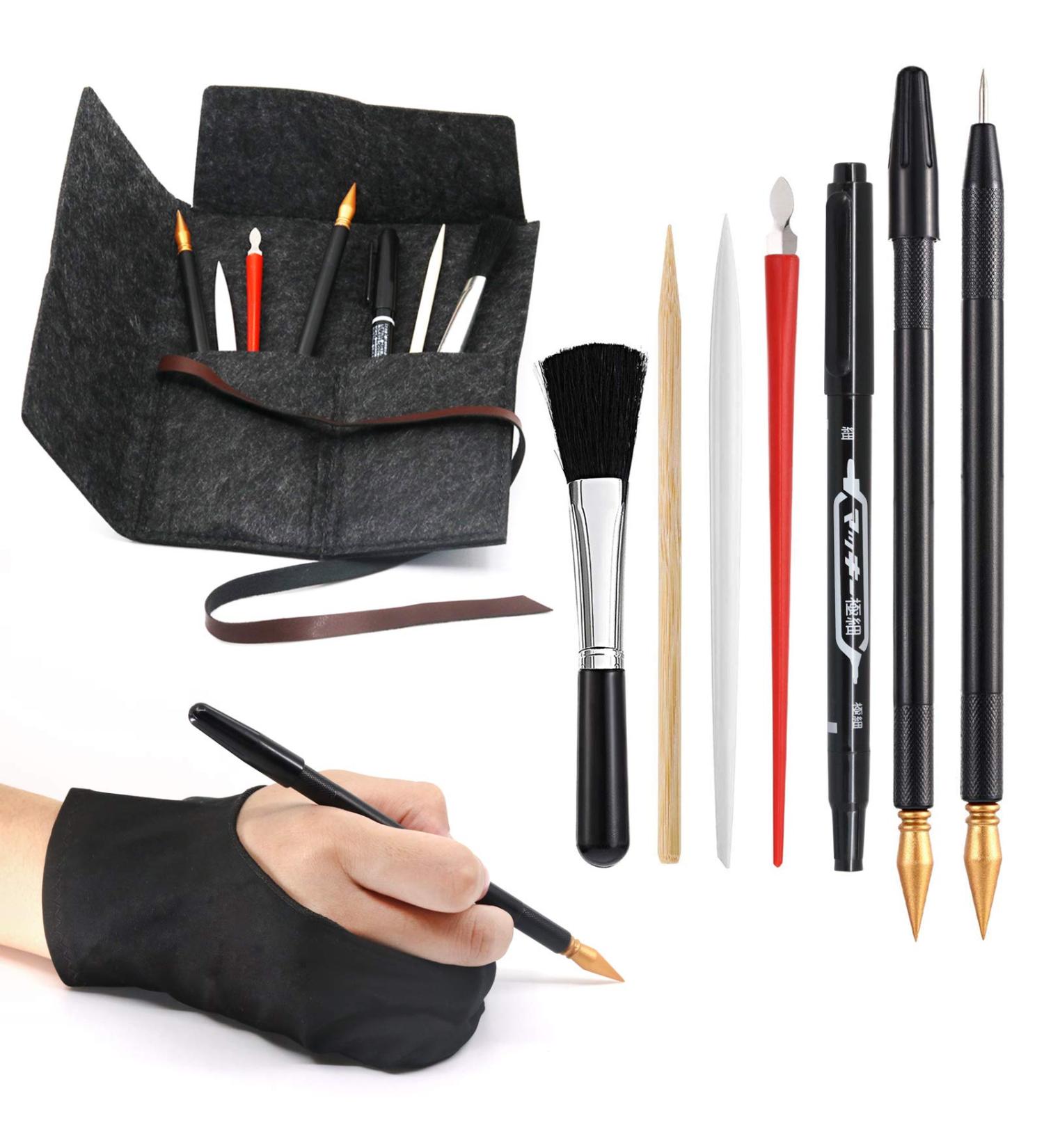 9 Pcs Scratch Art Tools Set for Adults & Kids - Scratching Drawing Kit with Artist Gloves, Bag, Coloring Pens, Stylus, Scraper, Repair Pen & Clean Brush - Buy Online on GoSupps.com