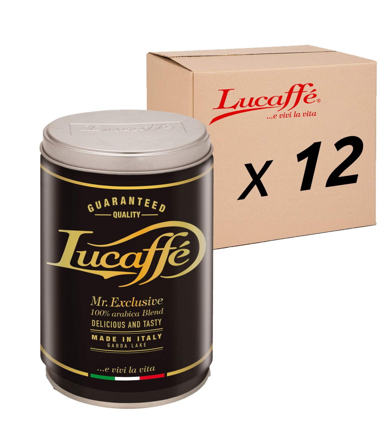 LUCAFF Mr. Exclusive Arabica coffee beans 250gr x 12 steel can coffee beans Arabica origin South America Asia Africa. Coffee beans sweet taste medium aroma of toast Italian artisan roast - Buy Online on GoSupps.com
