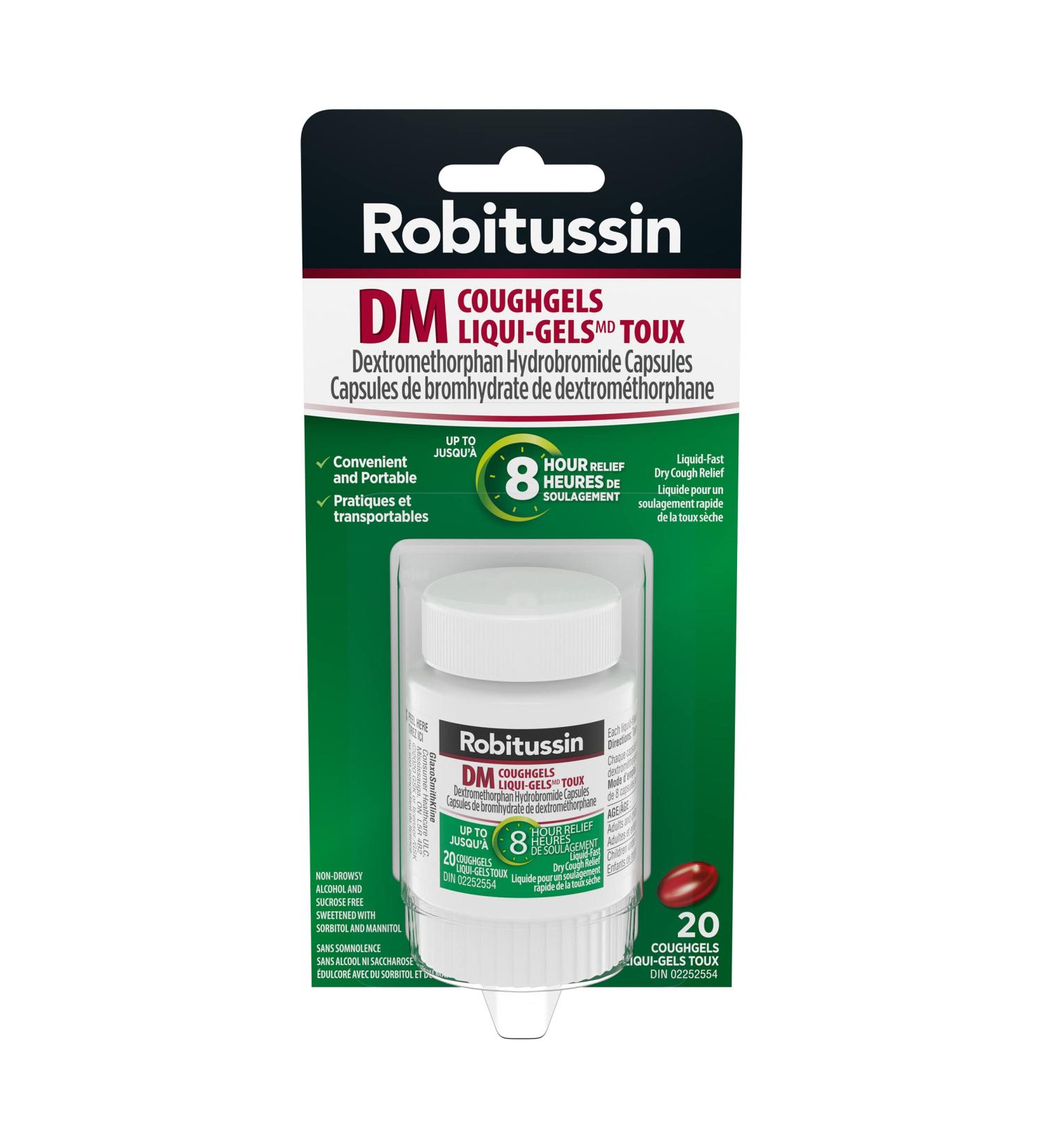 Robitussin DM Coughgels Alcohol Free Liqui-Gels 20 Count - Buy Online on GoSupps.com