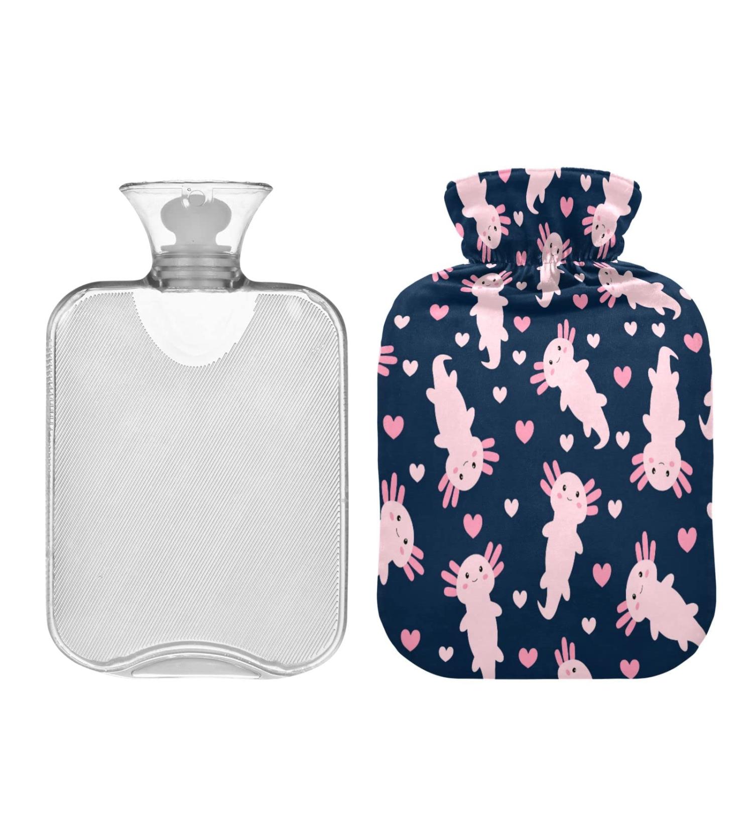 Buy Cute Cartoon Axolotl Heat Bottle 2L - Soft Plush Winter Hot Water Bottle for Kids & Adults - Buy Online on GoSupps.com
