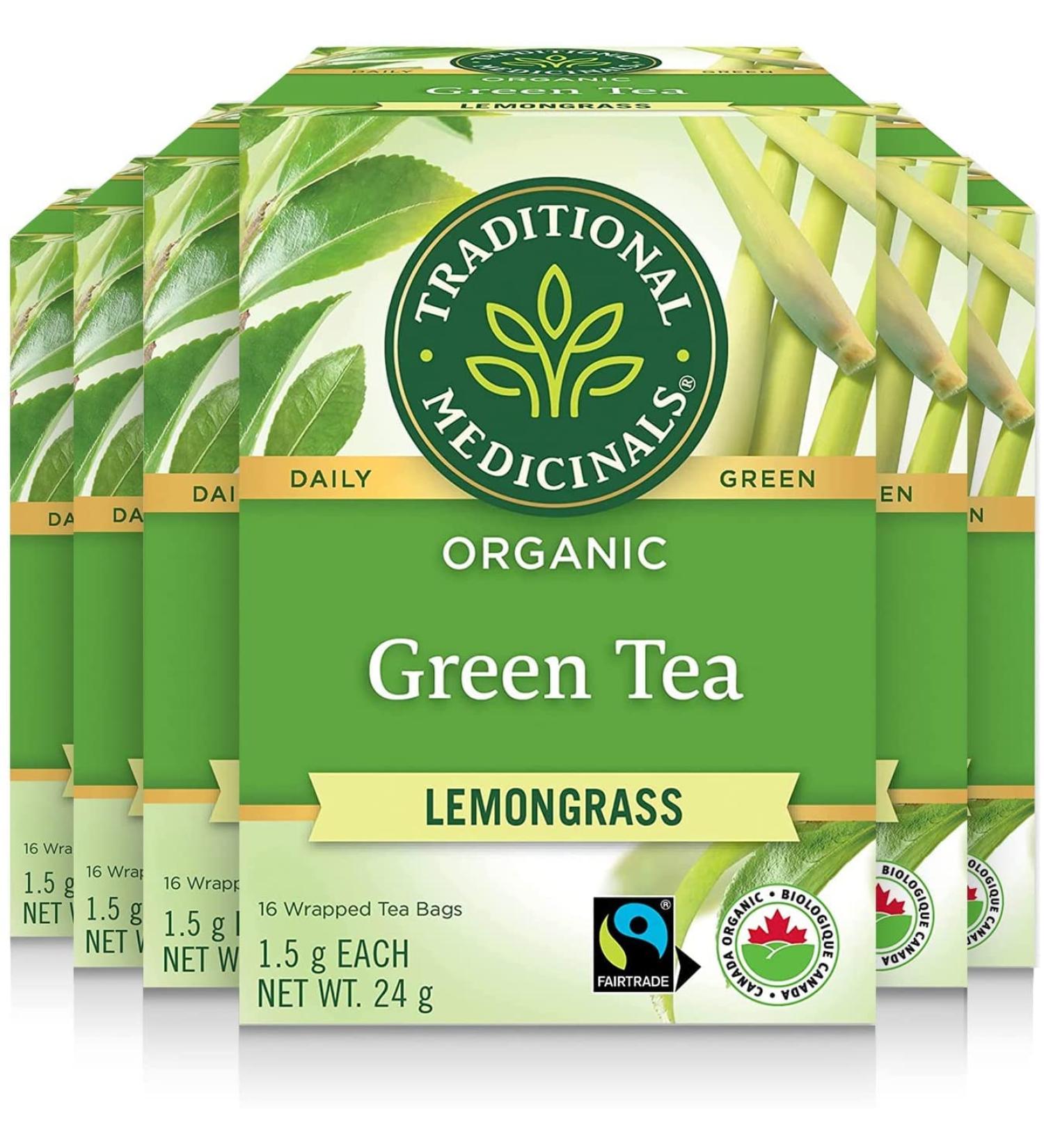 Traditional Medicinals - Organic Green Tea Lemongrass (Pack of 6) - Fair Trade Ingredients - Energizing & Uplifting - 96 Tea Bags Total Green Tea with Lemongrass 16 Count (Pack of 6) - Buy Online on GoSupps.com