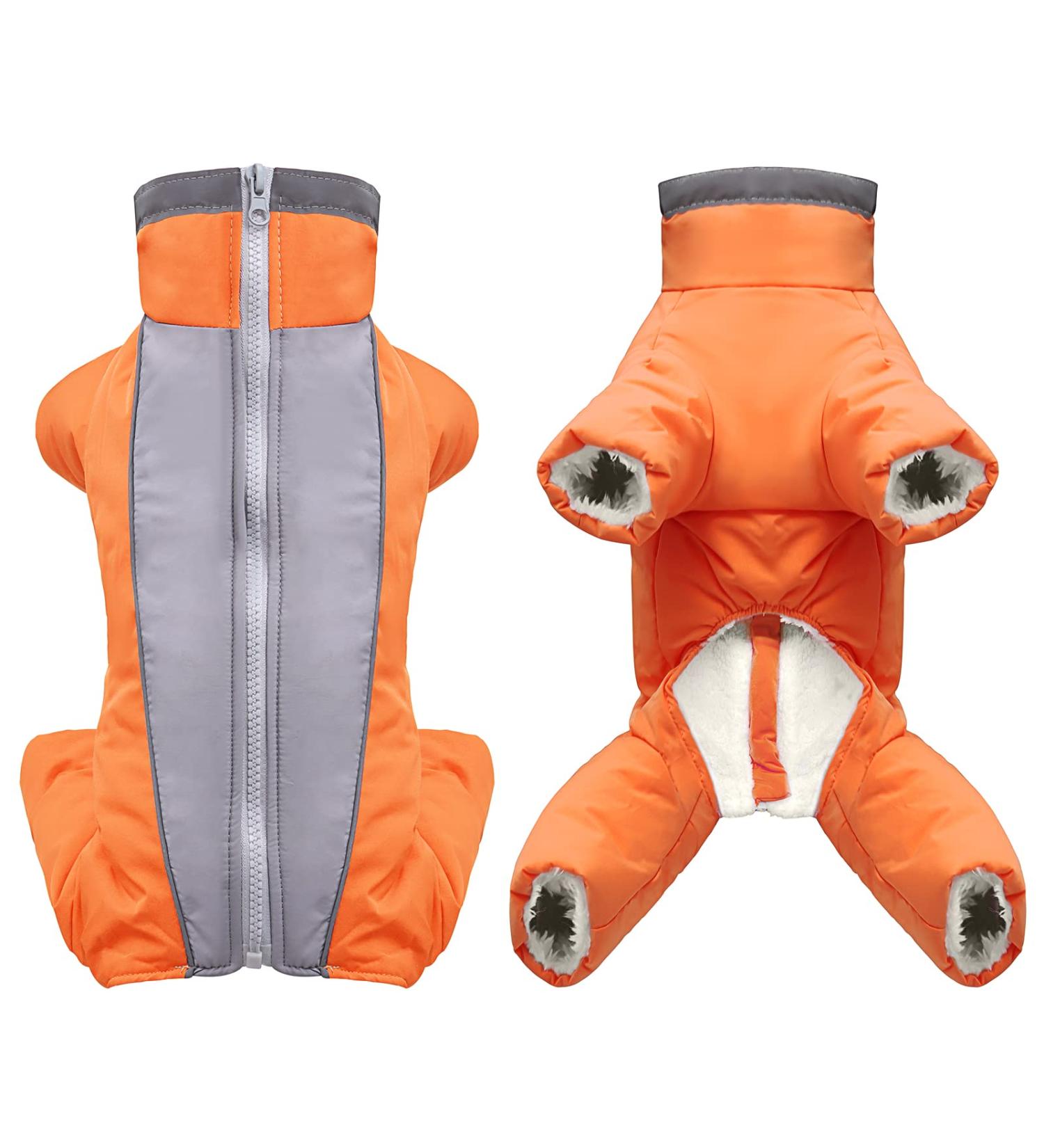 Shop Waterproof Fleece-Lined Dog Jacket - Warm Winter Coat for Small Dogs & Puppies - Stylish Orange Design for Men - Buy Online on GoSupps.com
