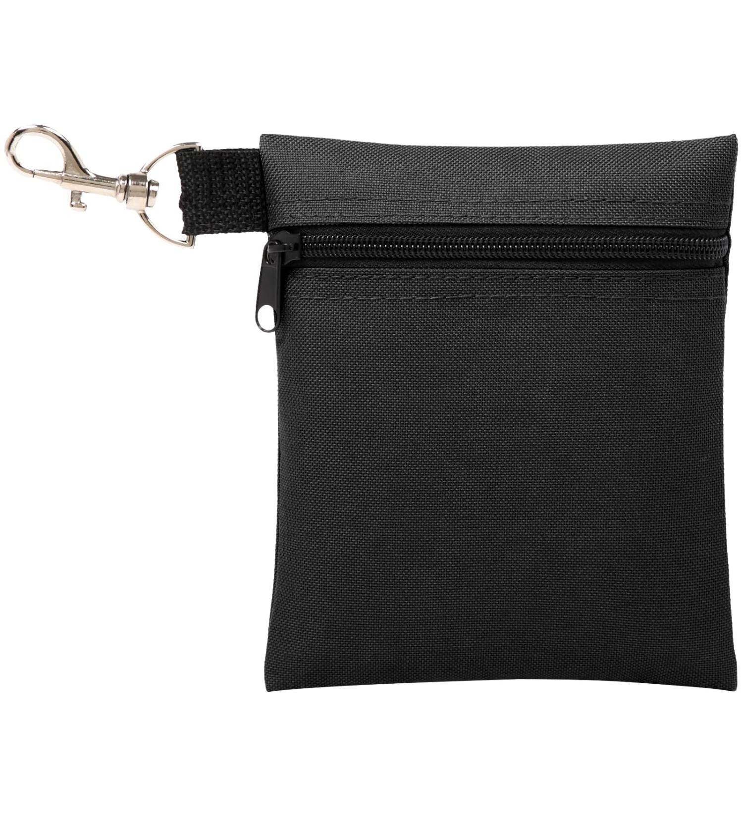BuyAgain Golf Tee Pouch - Professional Zipper Golf Tee/Ball Bag with Metal Lobster Claw Clip - Black - Buy Online on GoSupps.com