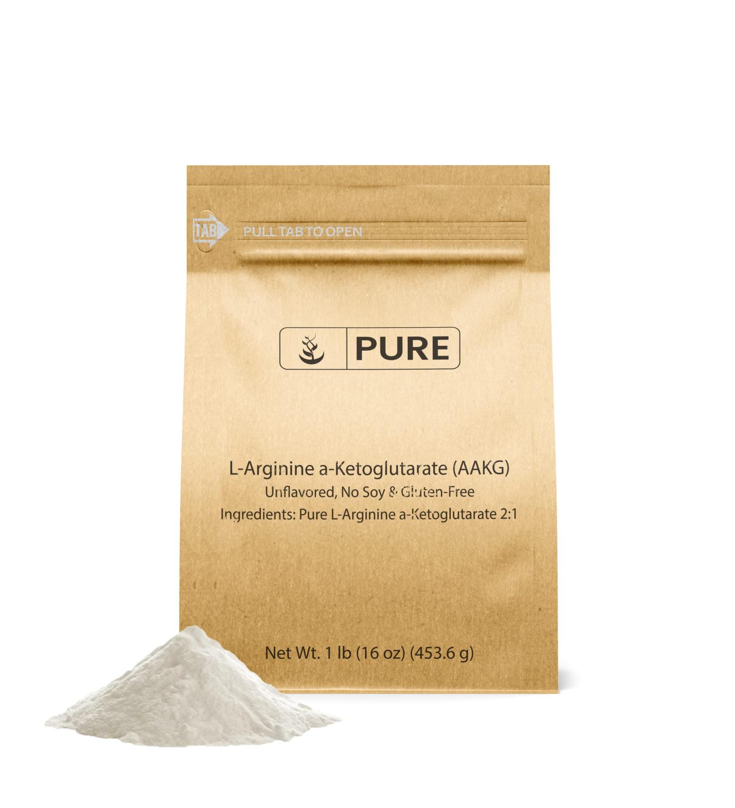 PURE ORIGINAL INGREDIENTS L-Arginine a-Ketoglutarate (AAKG) Powder 1 lb Unflavored Non-GMO Resealable & Eco-Friendly Packaging 1 Pound (Pack of 1)