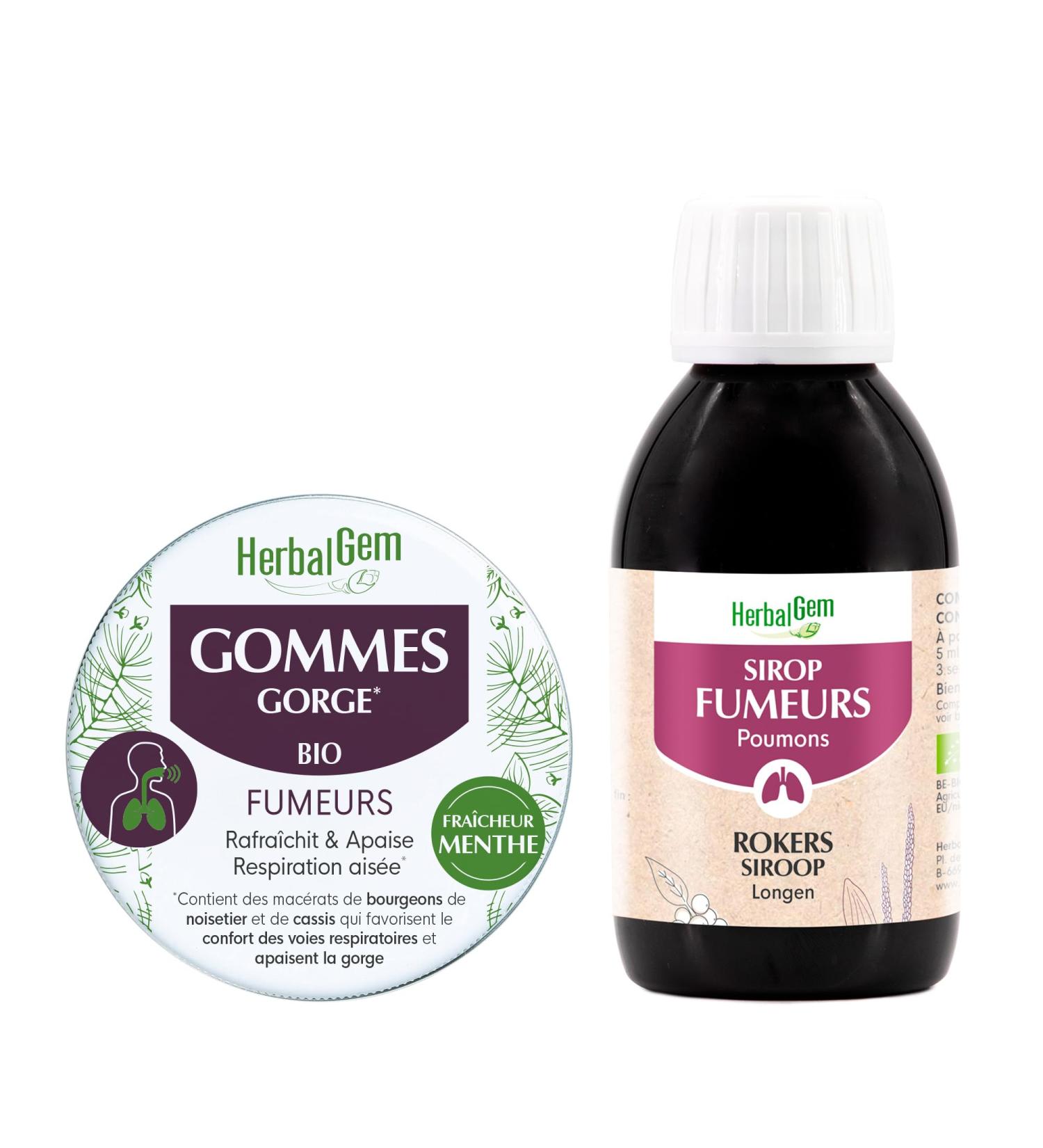 HerbalGem Organic Smoking Syrup for Smoker's Breathing Well-Being 250 ml + Throat Gums for Smokers 45GR - Buy Online on GoSupps.com