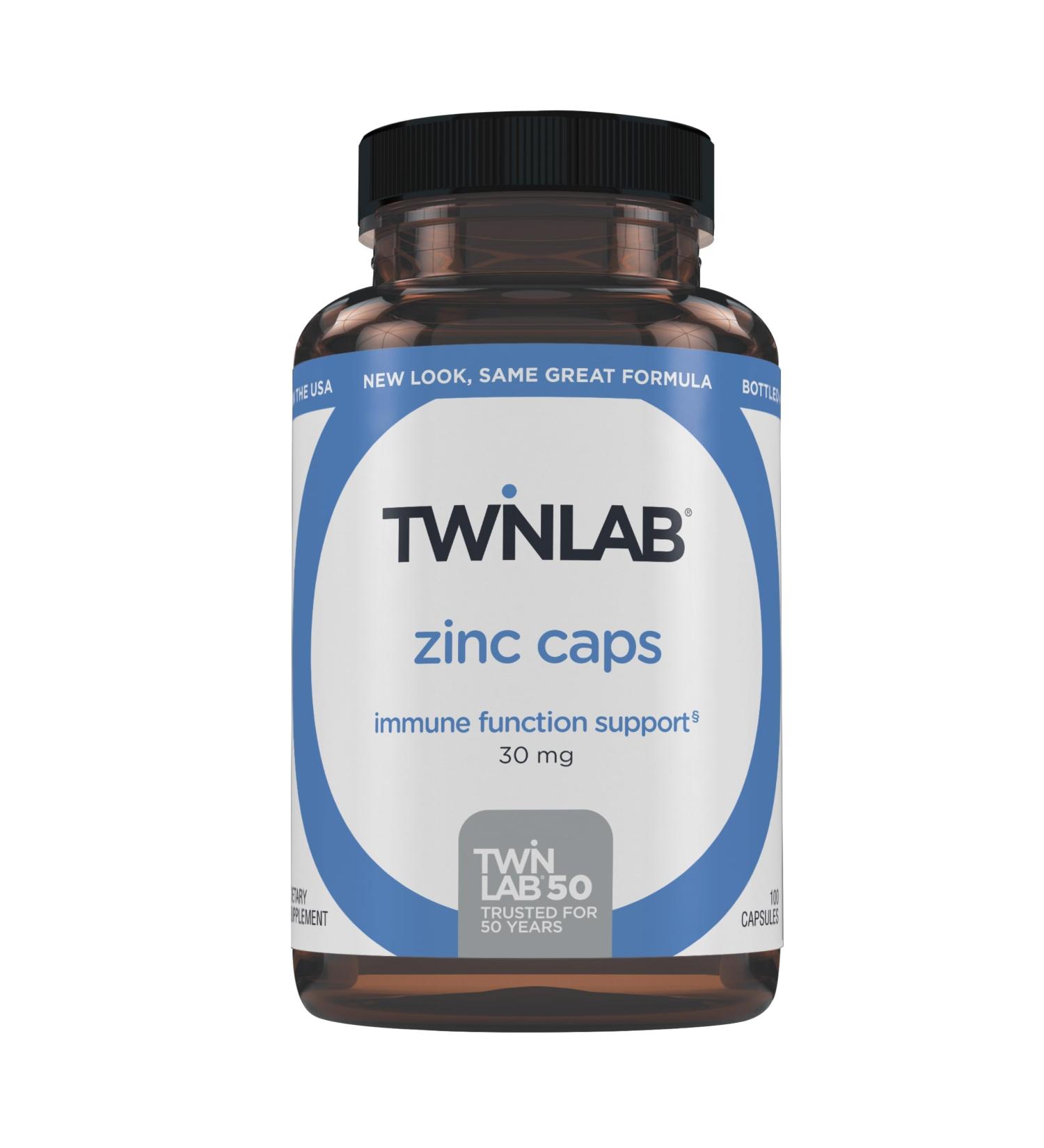 Twinlab Zinc Caps - Immune Support Metabolism Skin Care 100 Capsules - Buy Online on GoSupps.com