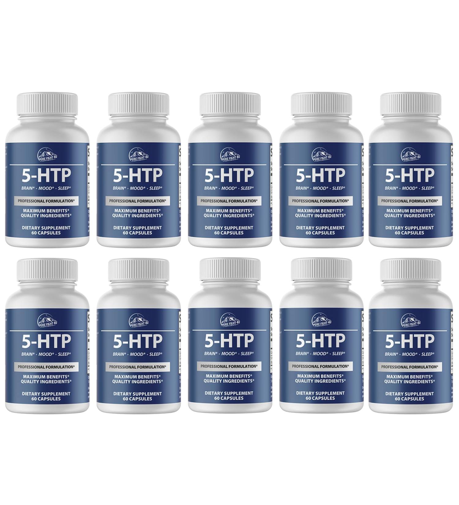 PureFight4U 5 - HTP Professional Formulation Brain Mood & Sleep Support Dietary Supplement | 10 Bottles - Buy Online on GoSupps.com