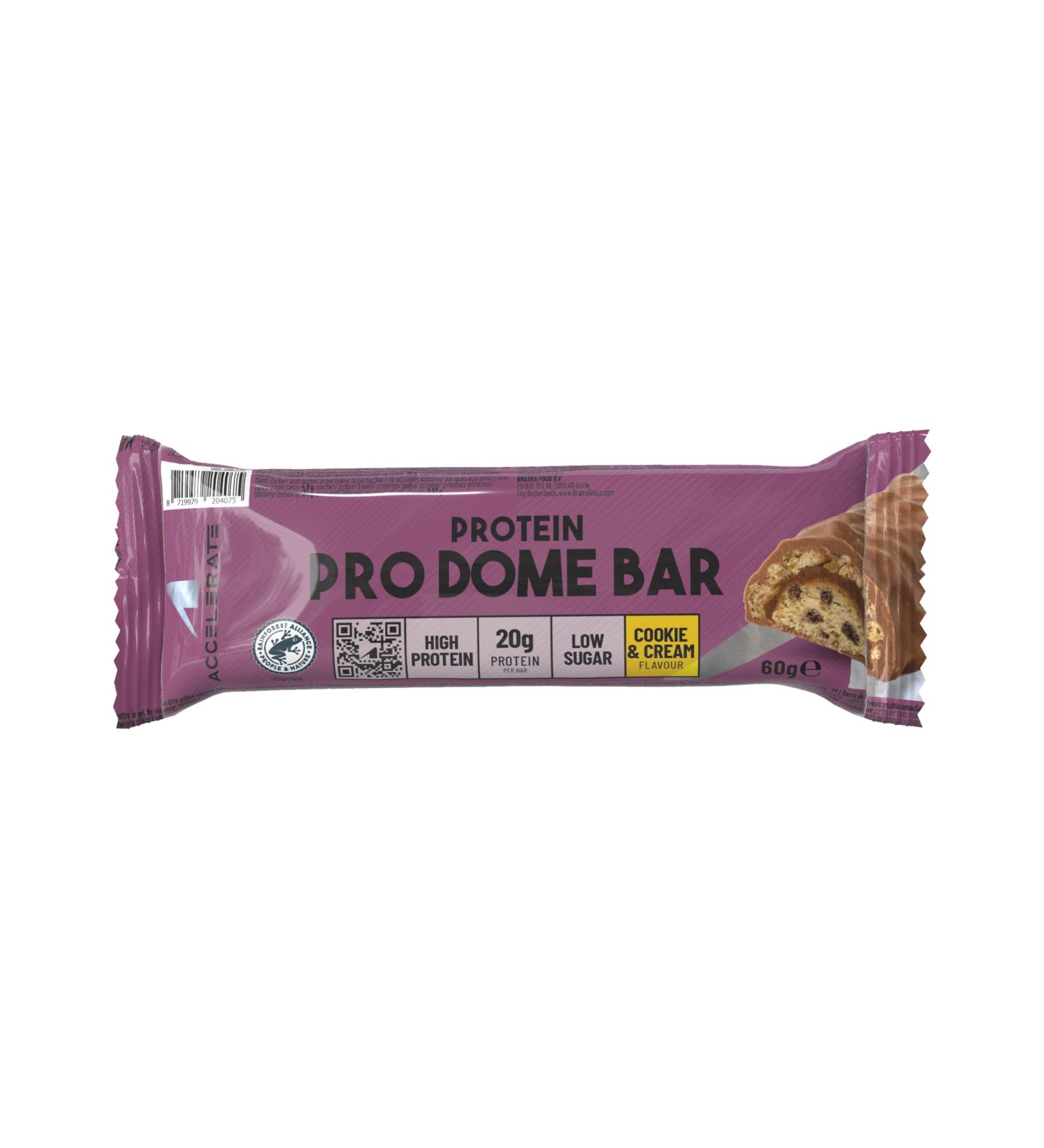 Accelerate Nutrition Pro Dome Bar Cookie & Cream Proteinrich Bars with Crispy Texture 60 grams - Buy Online on GoSupps.com