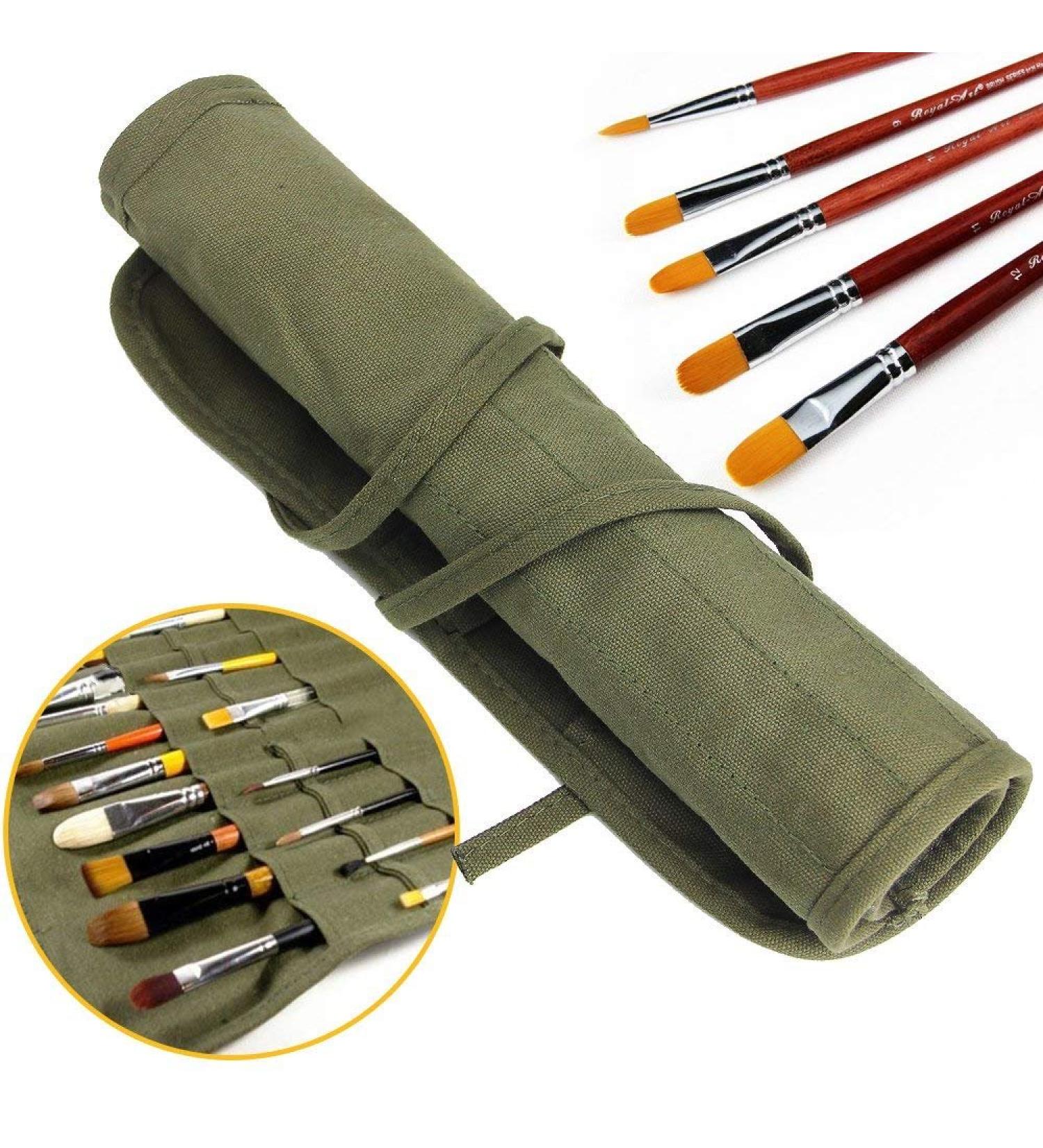 JTDEAL Paint Brush Holder - 22 Slot Acrylic/Oil/Watercolor Brush Storage Roll Pouch in Silver White - Holds 100 Brushes - Artist Essential - Buy Online on GoSupps.com