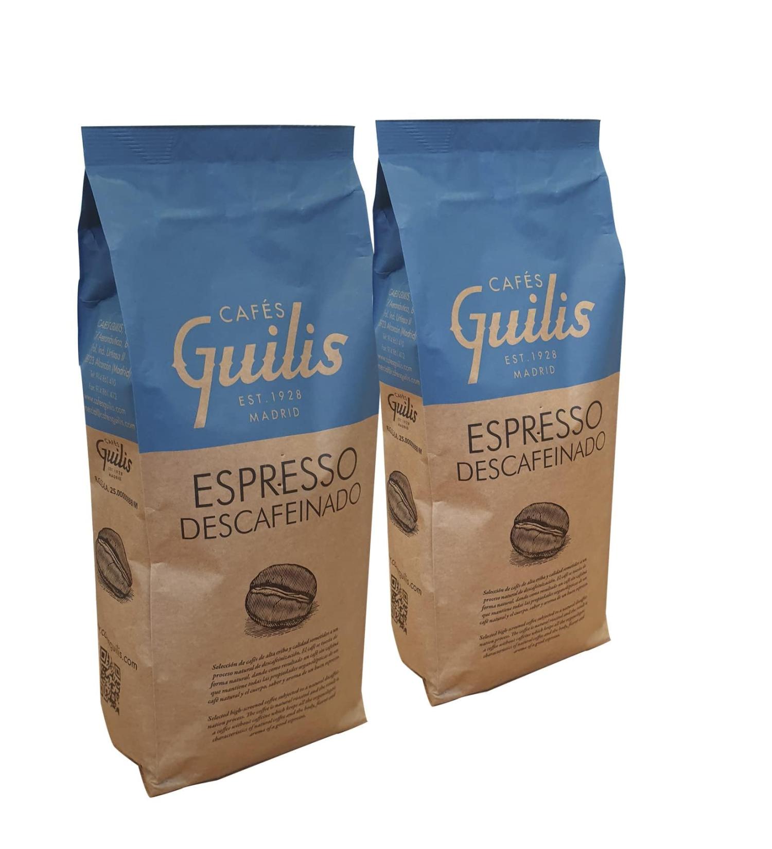 CAFES GUILIS FROM 1928 AMANDES DEL CAFE Decaffeinated Coffee Beans Intense Natural Blend - Pack 2 kg - Buy Online on GoSupps.com