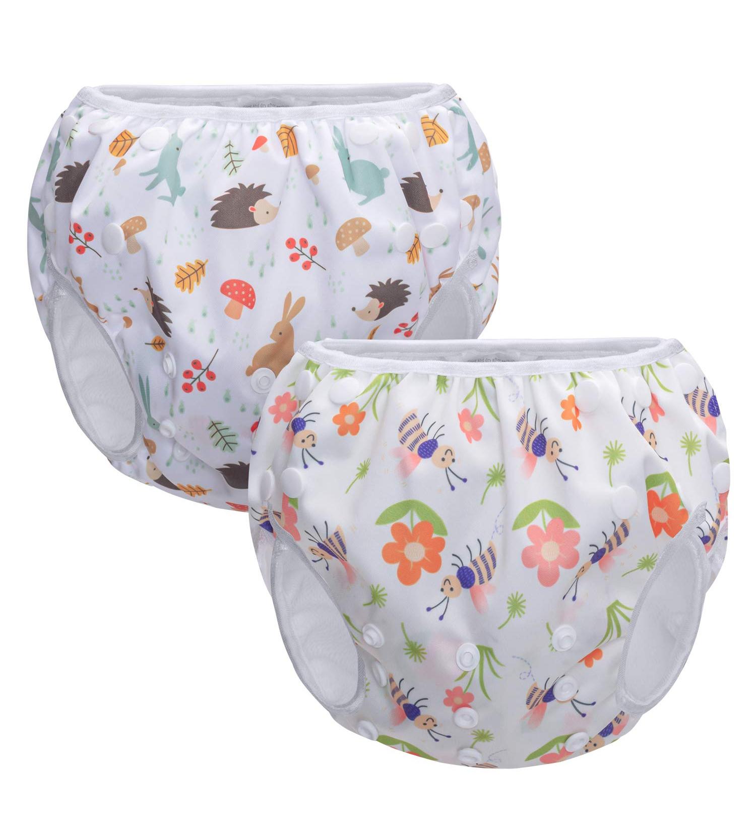 Buy Teamoy Adjustable Washable Swim Diapers (2 Packs) for Babies Up to 3 Years - Cute Hedgehog & Bee Designs - Buy Online on GoSupps.com