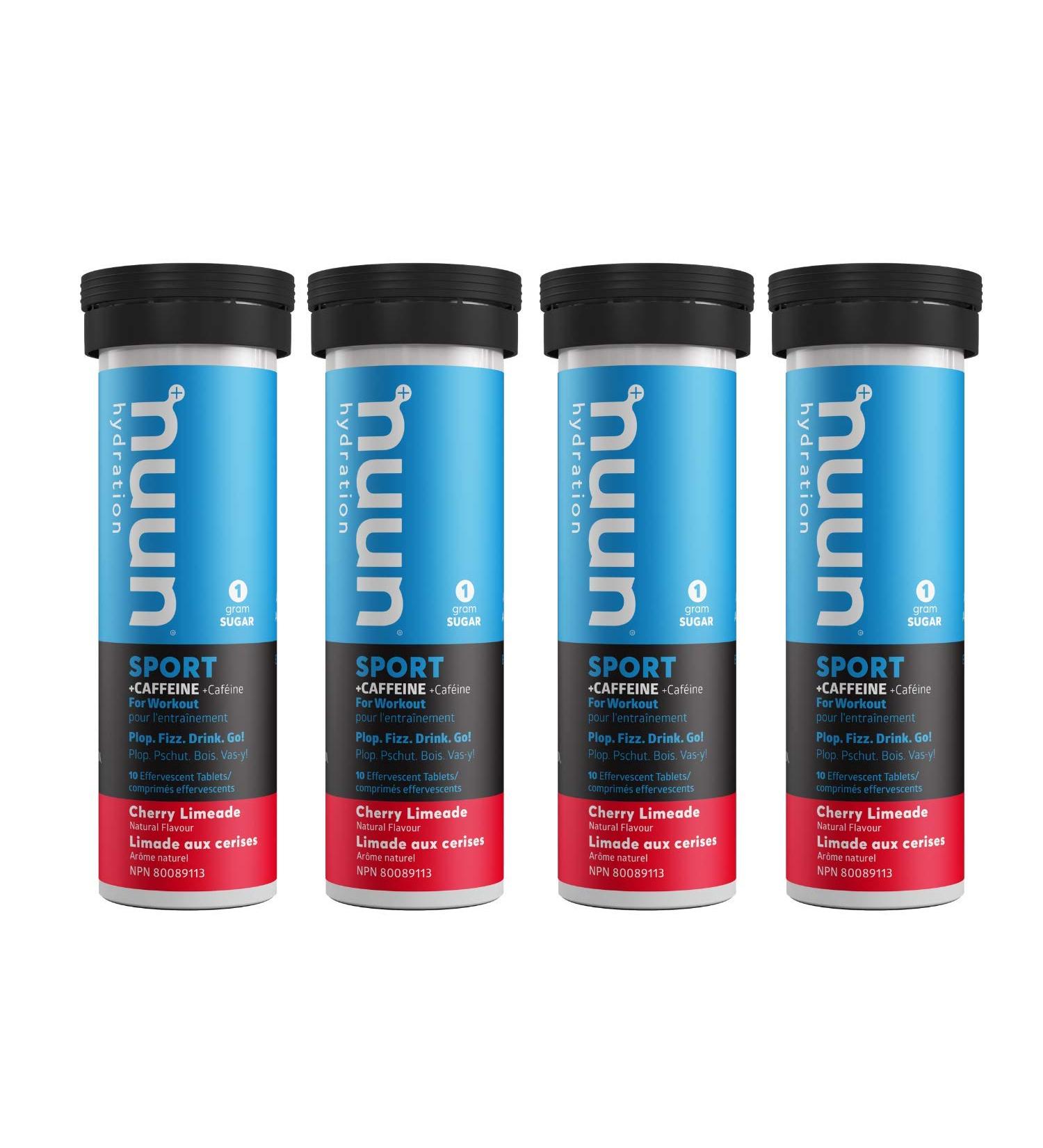 Nuun Sport + Caffeine: Electrolyte Drink Tablets Box of 4 Tubes (40 servings) Cherry Limeade Electrolyte Hydration Supplement Cherry Limeade 500 ml (Pack of 4) - Buy Online on GoSupps.com