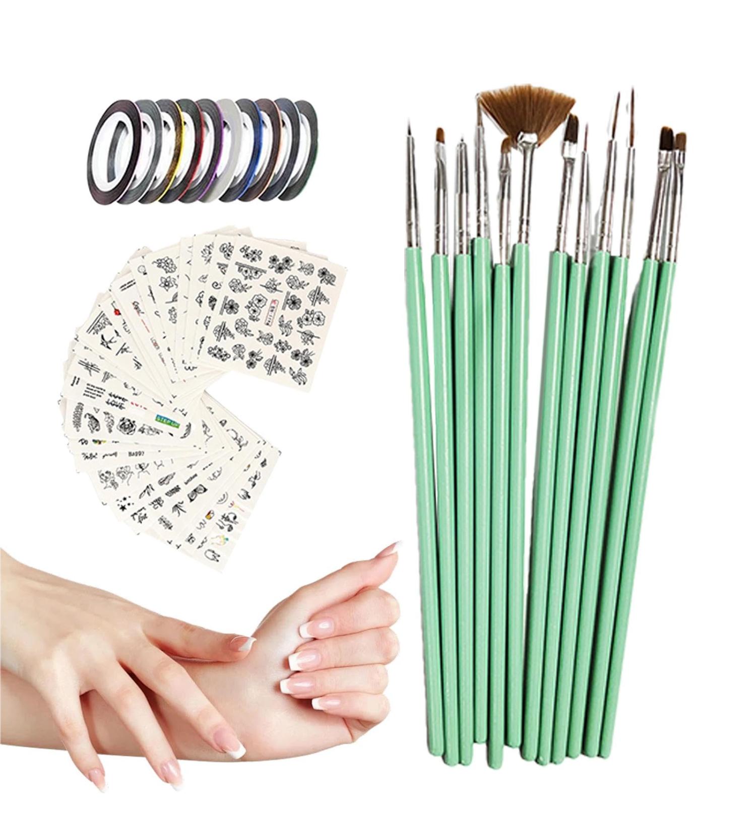 Lambo Nail Brushes 12 Nail Brushes Pens Set Nail Extension Gel Brush Nail Carved Brush Nail Gel Brush for Salon at Home with 24 Stickers - Buy Online on GoSupps.com