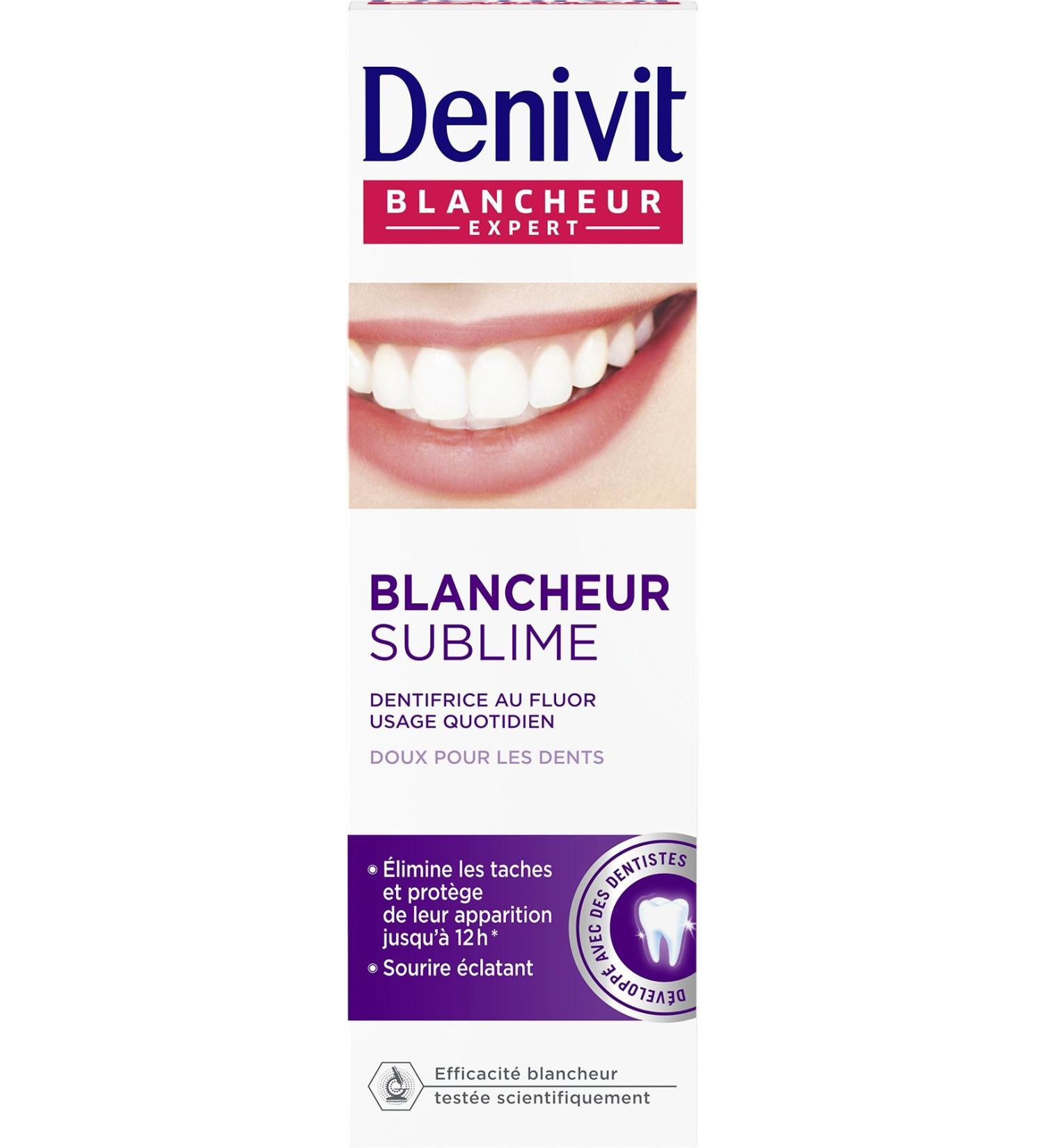 Denivit - Toothpaste - Sublime Whiteness - Effectively removes stains - Natural whiteness - Respects enamel - Protection against cavities plaque and gum problems - 50 ml tube - Buy Online on GoSupps.com