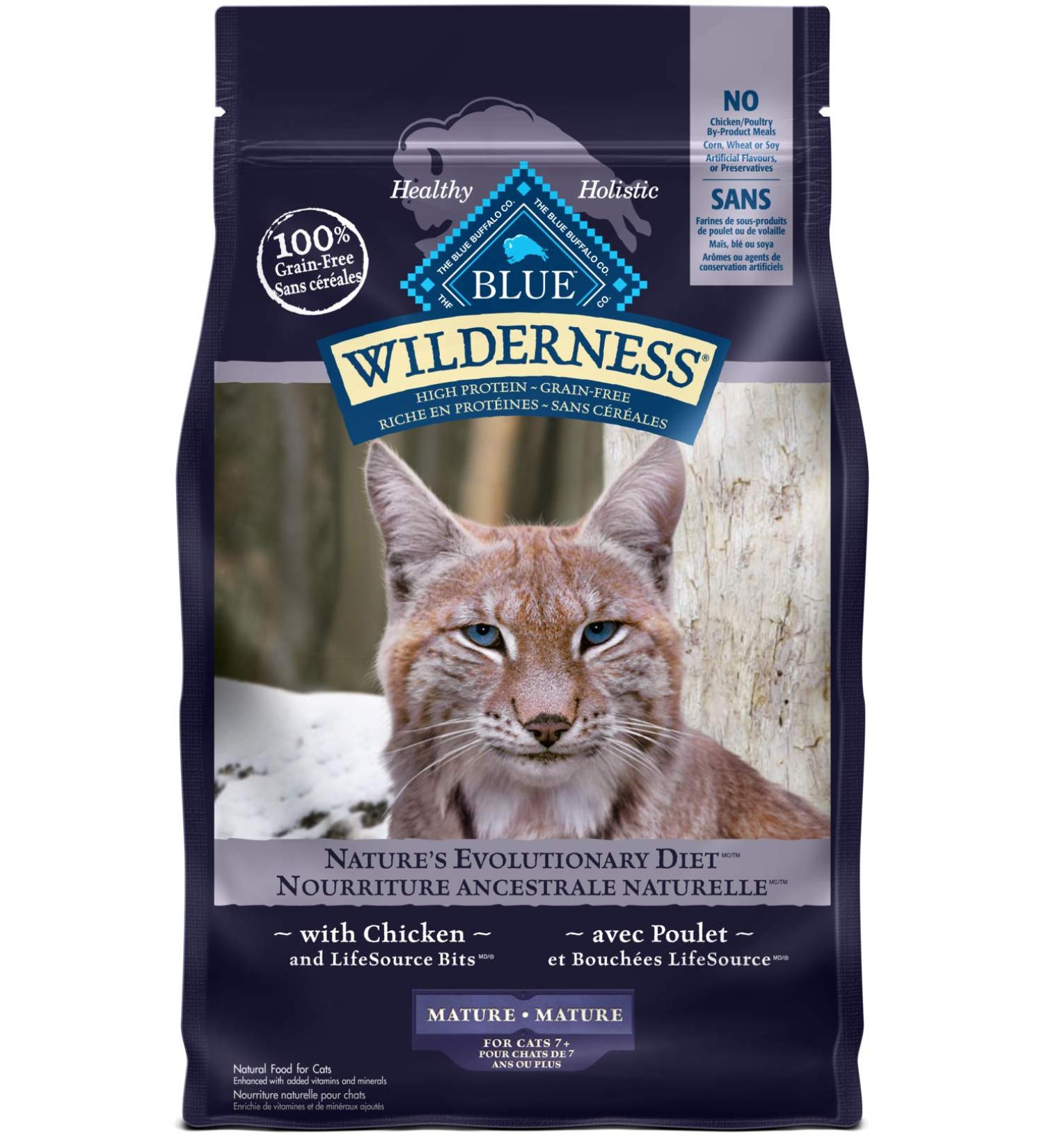 Blue Buffalo Wilderness High Protein Grain Free Natural Mature Dry Cat Food Chicken 2.2kg bag - Medium Bag kibble Small Bag Mature - Buy Online on GoSupps.com