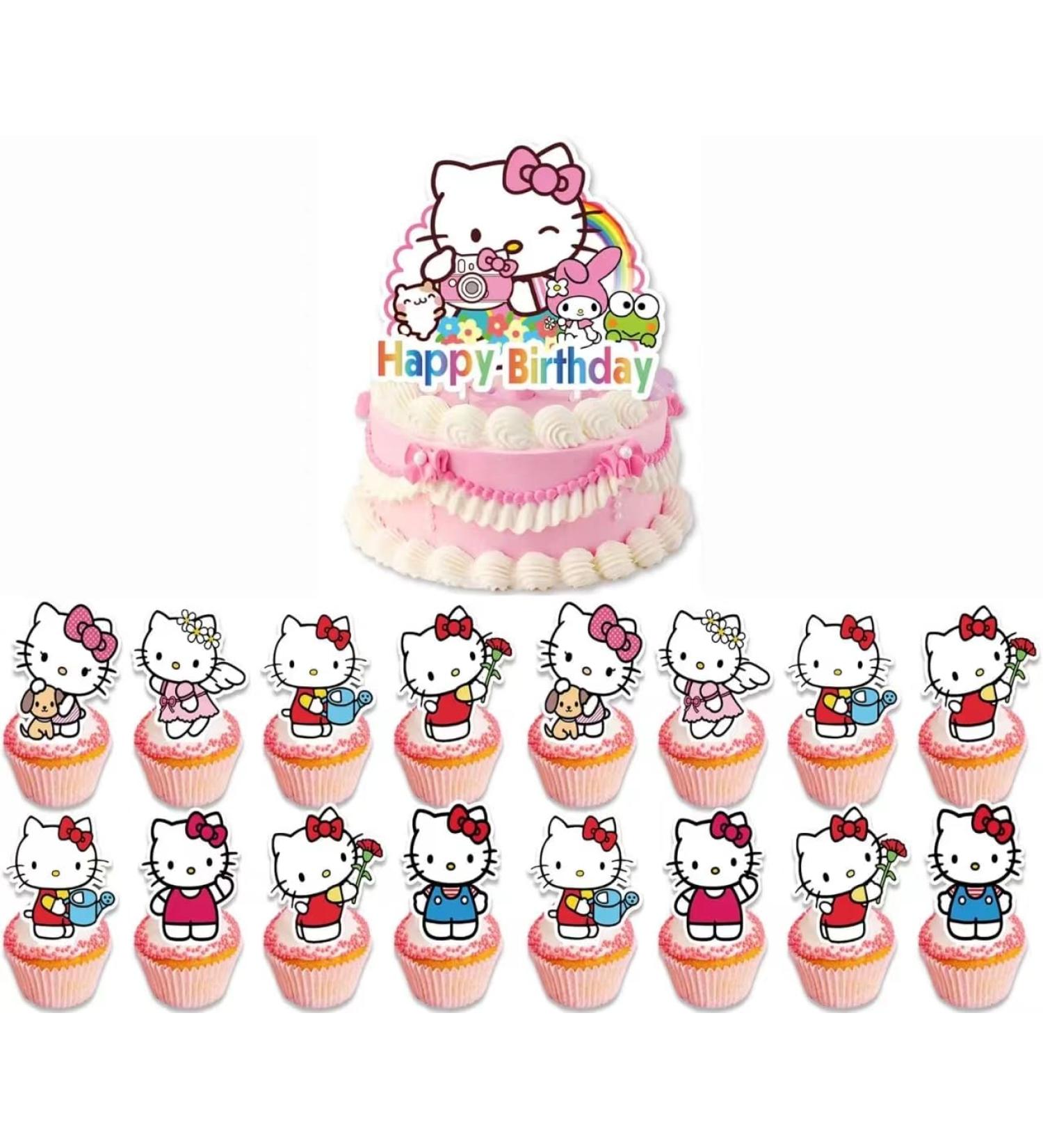 25 Pcs Hello Cat Cupcake Topper Picks Hello Cat Themed Cupcake Toppers Cake Topper for Birthday Party and Baby Shower (white) - Buy Online on GoSupps.com