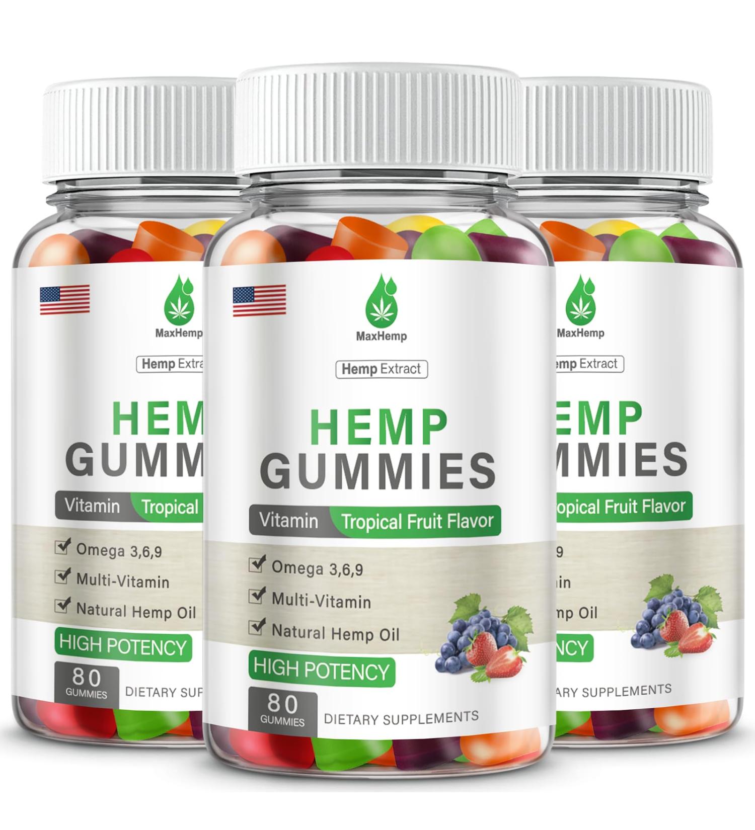 Hemp Gummies for Pain, Sleep, Anxiety - Hemp Gummy 100% Natural Organic Extra Strength High Potency with Pure H mp Oil Extract Vegan Bear Candy (3 Packs) Fruit Punch - Buy Online on GoSupps.com