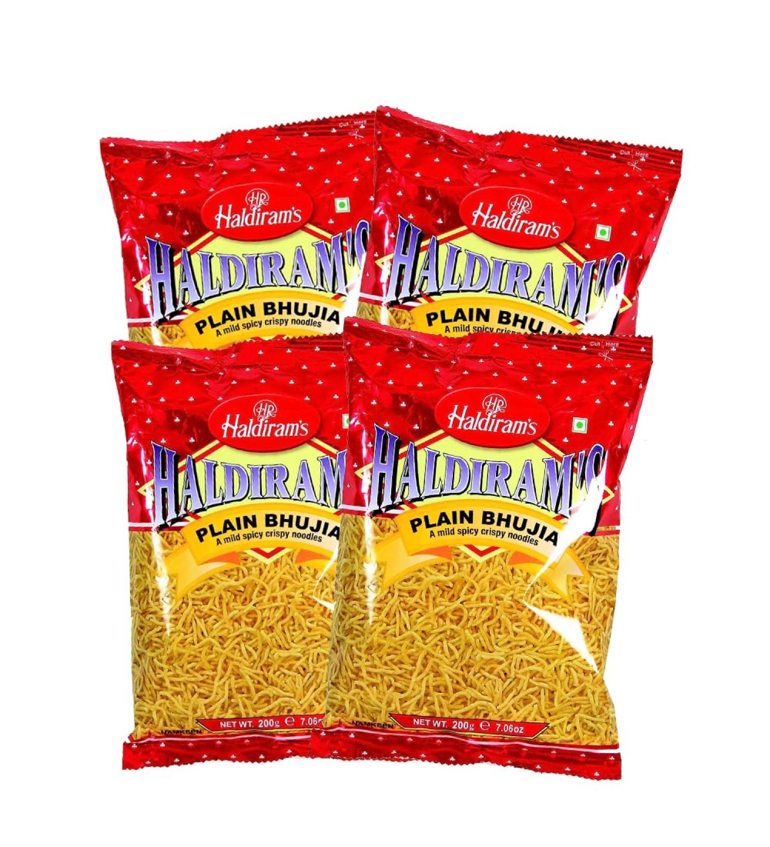 Haldiram's | Plain Bhujia 200G | Popular Indian Savouries | Treat for Every Occasions | Indian Origin | Pack Of 4
