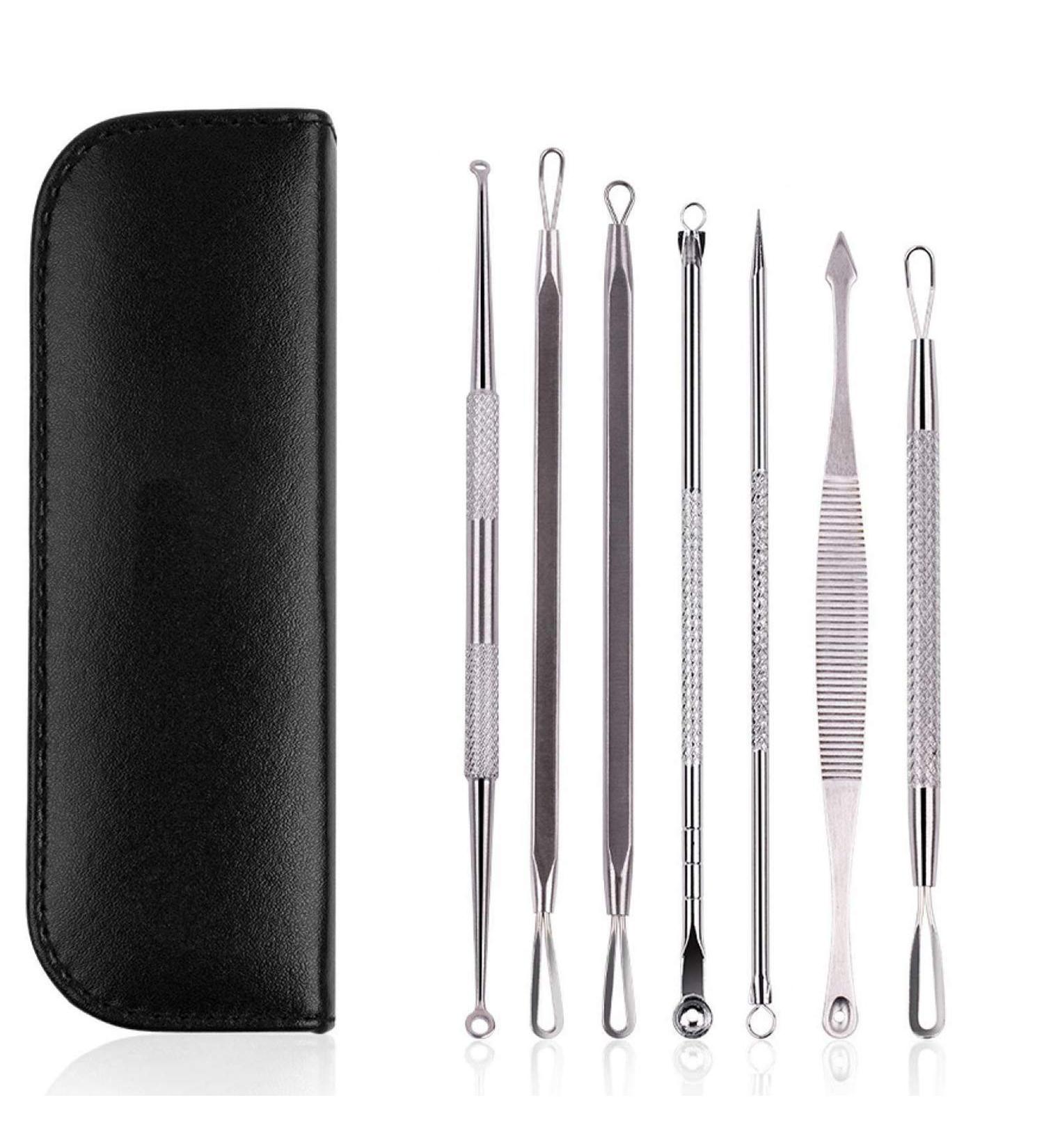 WedDecor Blackhead Remover Kit with Case Dermatologist Extractor Tool Set for Blemishes Whitehead Acne Comedone Pimple Spot Popper 7pcs - Buy Online on GoSupps.com