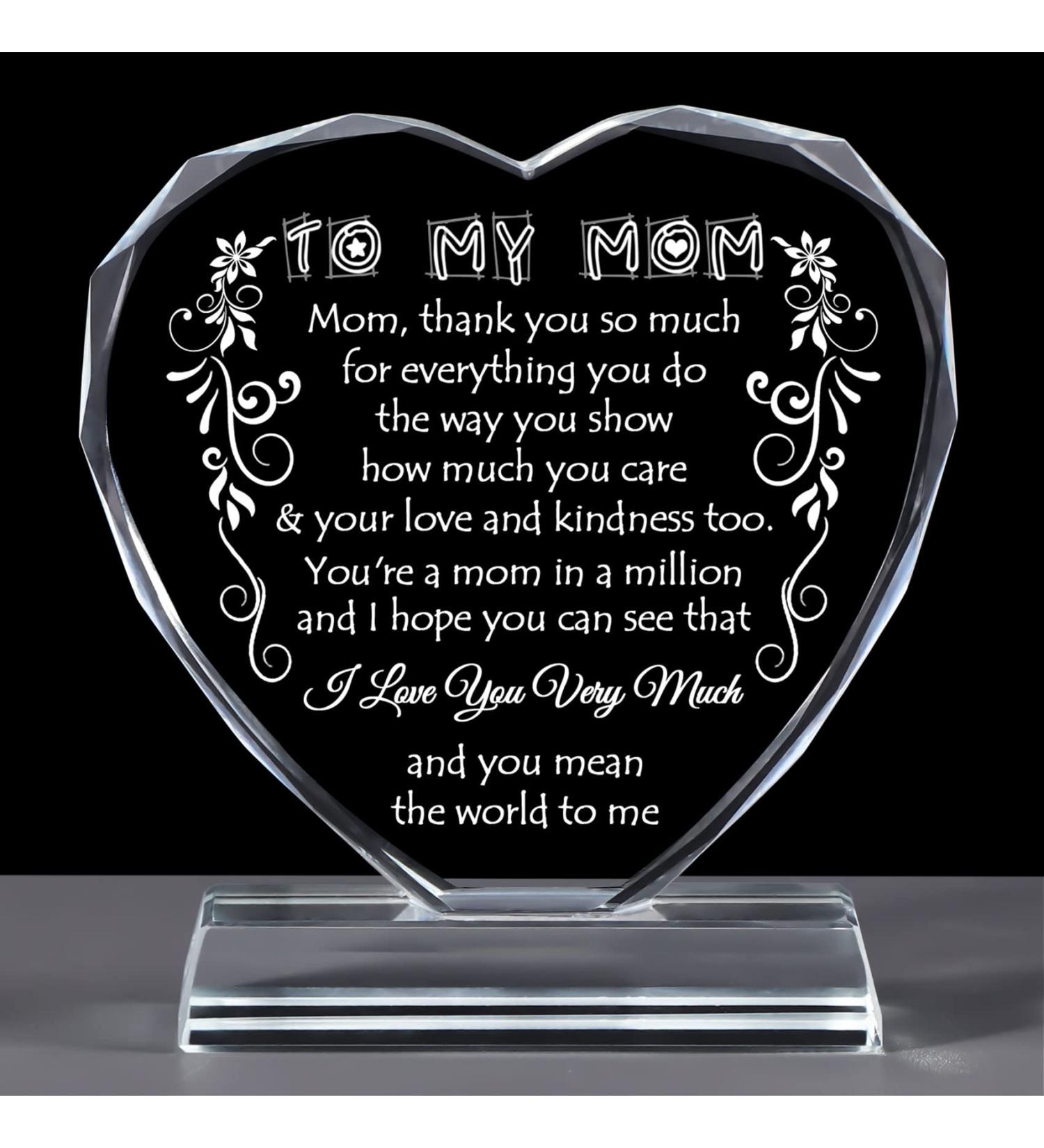Meaningful YWHL To My Mom Glass Keepsake - Perfect Thank You & Mother's Day Gift - Buy Online on GoSupps.com