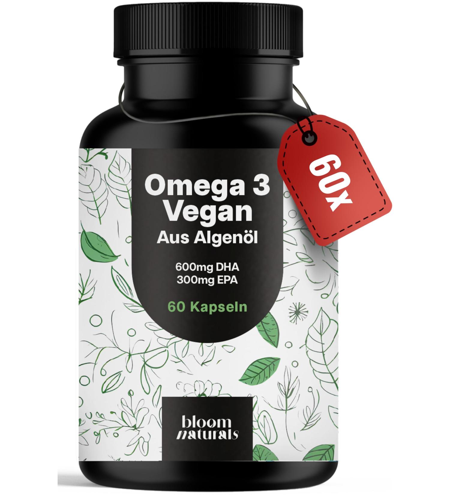 Supplement Hub Omega 3 Capsules Highdosed Vegan 60 Capsules 2000 mg Algen oil 600 mg DHA & 300 mg EPA Vegan & Produced in Germany - Buy Online on GoSupps.com