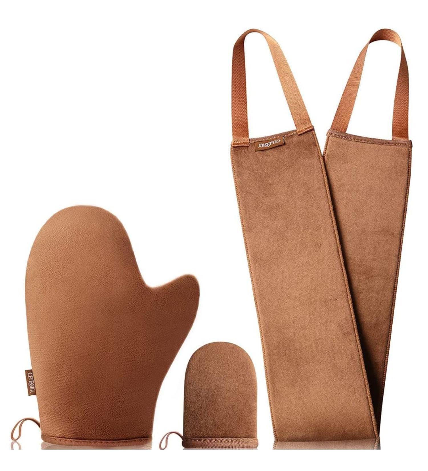 CeleCily 3-in-1 Self Tanning Mitt Applicator for Sunless Tanner - Ultra Soft Glove with Thumb for Spray Tan - 3 Pack - Buy Online on GoSupps.com