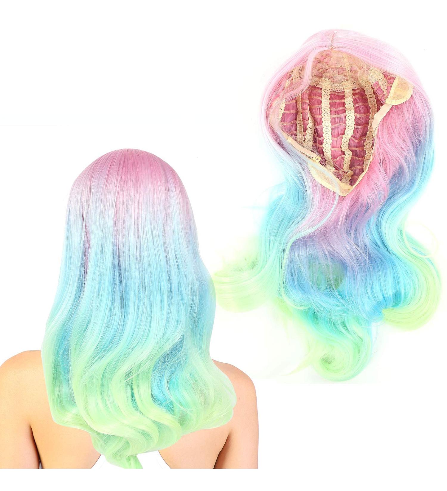 Long Wavy Wig Pink To Blue Cosplay Party Wigs Gradient for Women for Daily Party for Cosplay - Buy Online on GoSupps.com