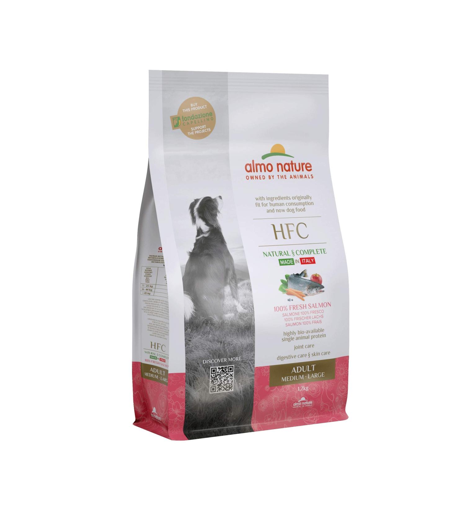 Almo Nature HFC Adult M/L - Dog Food with Salmon Originally fit for human consumption and now used as Dog Food. - Buy Online on GoSupps.com