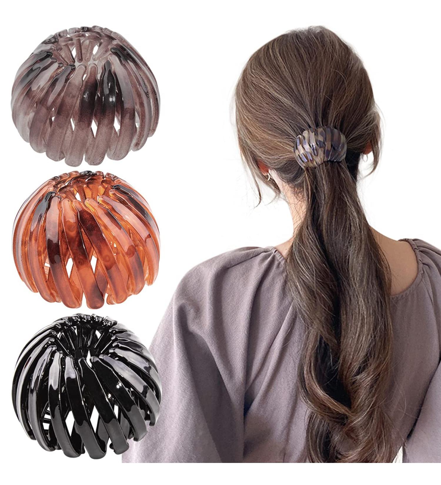 Bun Maker Clip TOBATOBA - 3 Pcs Bird Nest Hair Clips | Ponytail Holder & Hair Accessories for Women and Girls - Buy Online on GoSupps.com