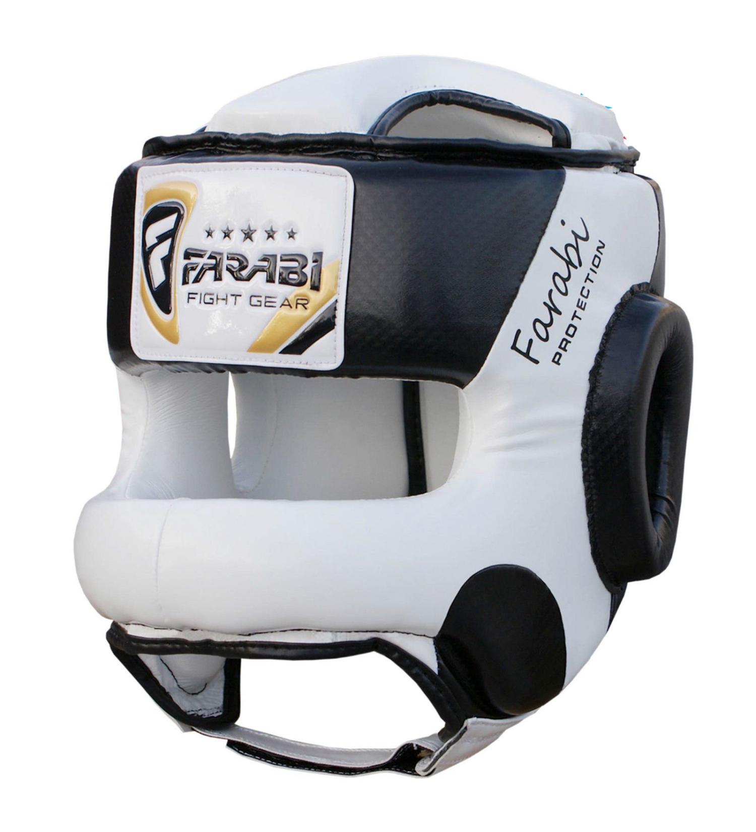 Farabi Sports U Shape Boxing Head Guard | S/M Black/White Headgear for Kickboxing & Martial Arts Training - Buy Online on GoSupps.com