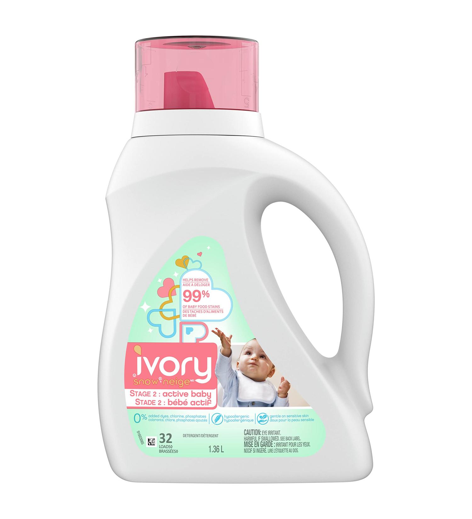 Ivory Snow Stage 2: Active baby Liquid Laundry Detergent 32 Loads 1.36 Liter - Buy Online on GoSupps.com