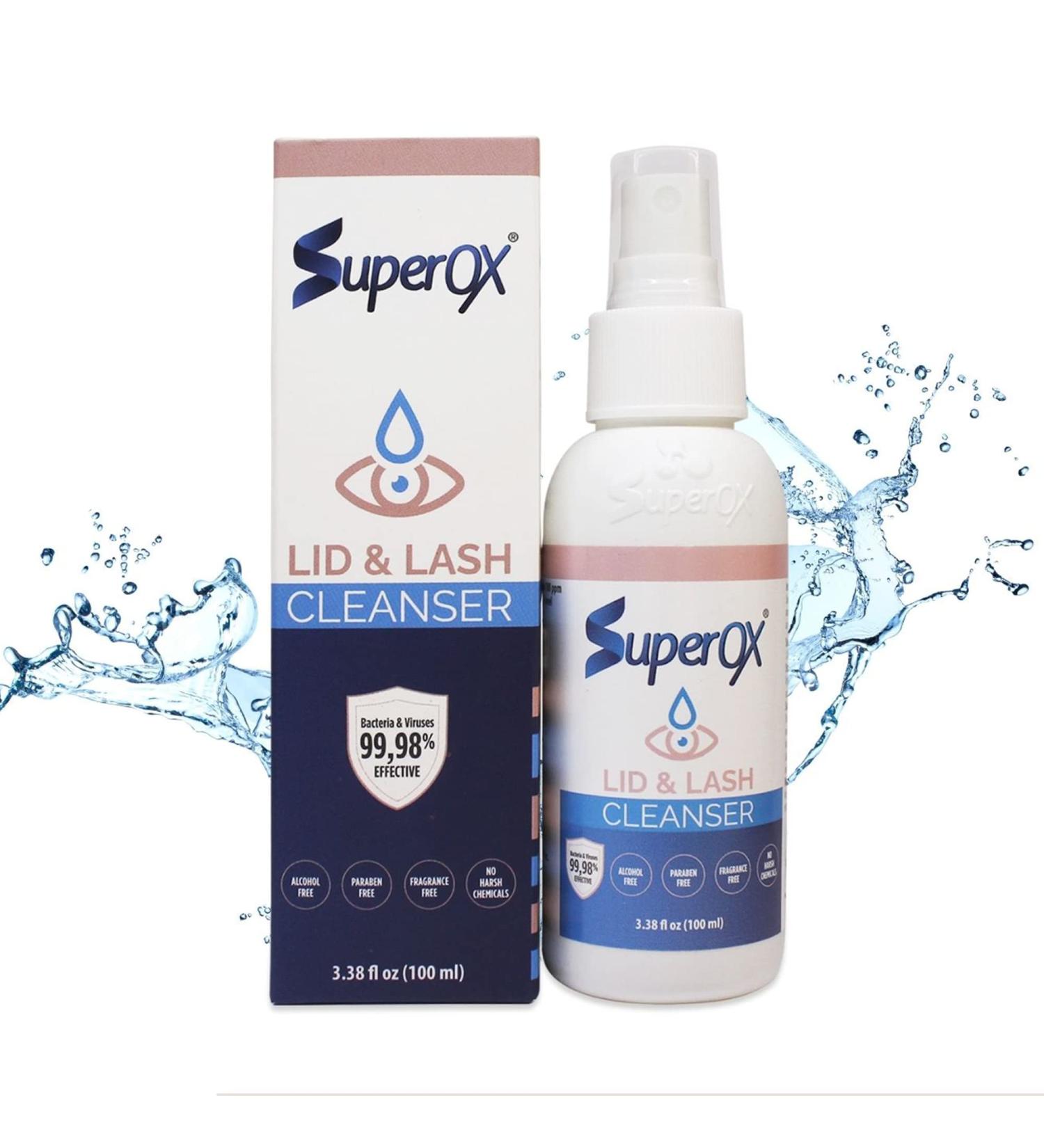Superox Eyelid and Eyelash Cleanser - Hypochlorous Acid Spray for Irritation, Styes, Blepharitis - 100ml - Buy Online on GoSupps.com