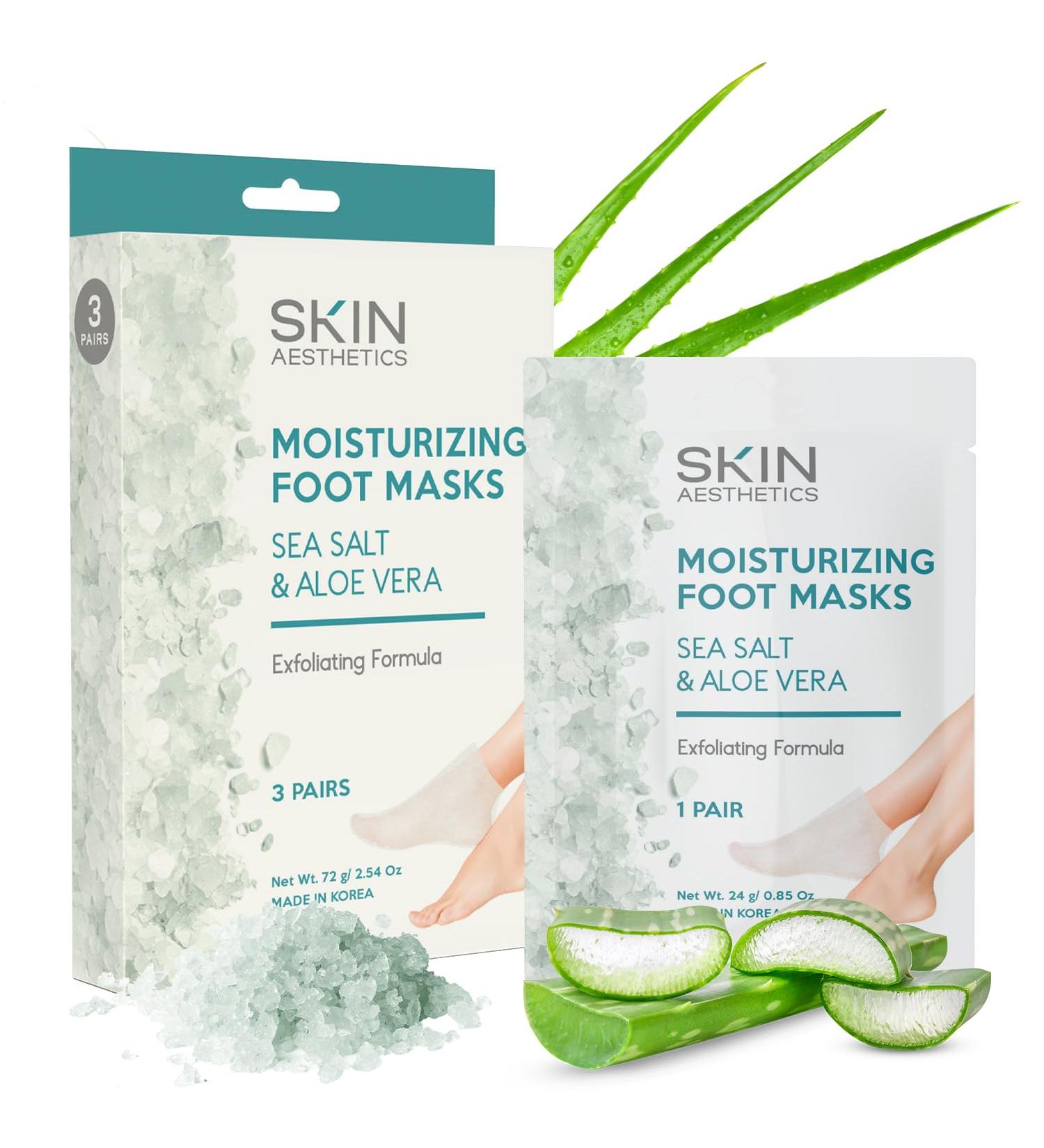 Skin Aesthetics Sea Salt and Aloe Foot Mask - 3 Pairs - Buy Online on GoSupps.com
