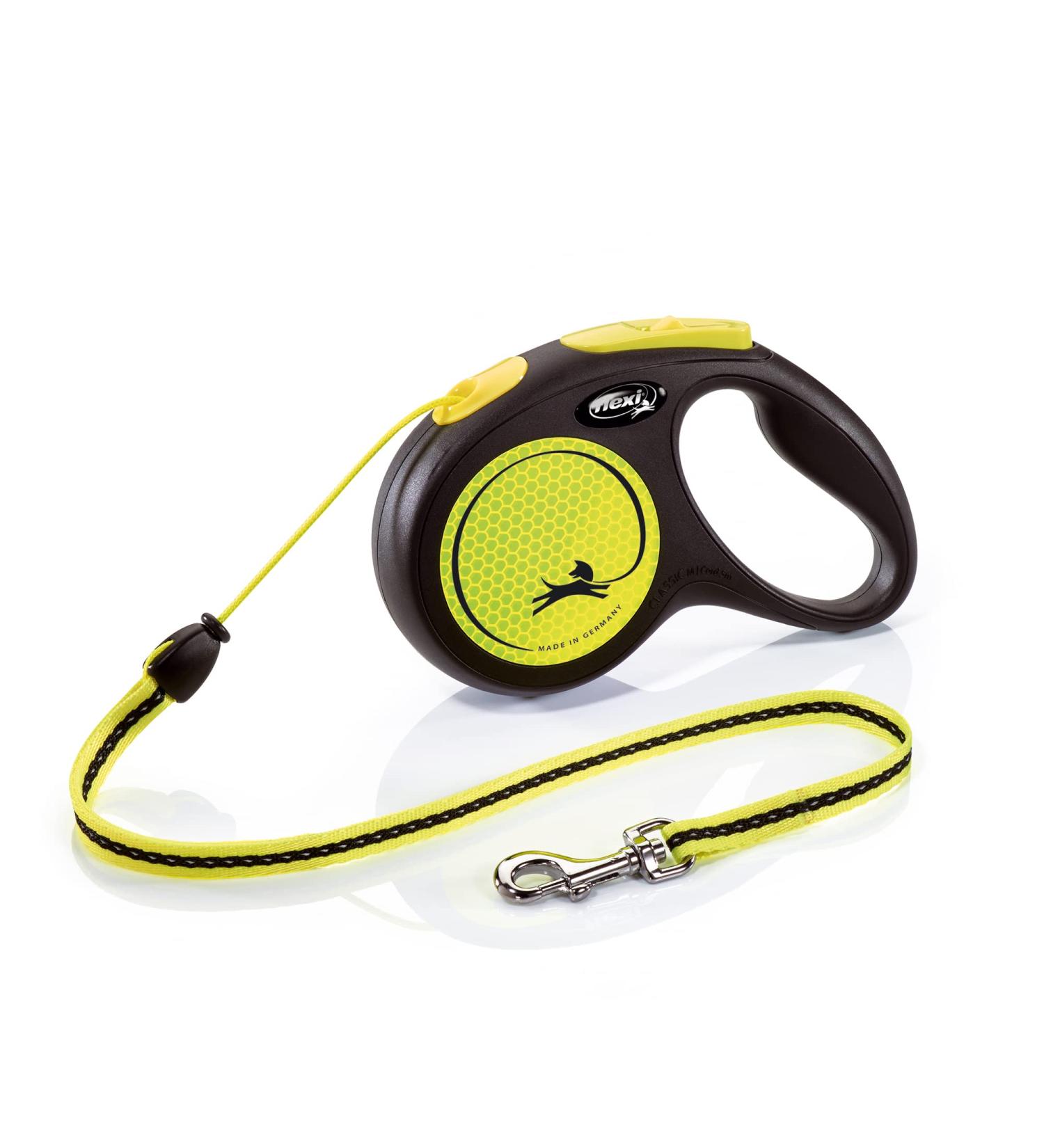 Flexi New NEON M Rope 5m for Dogs up to 20kg - Black/Neon Yellow | Premium Quality Leash for Safe Walking - Buy Online on GoSupps.com