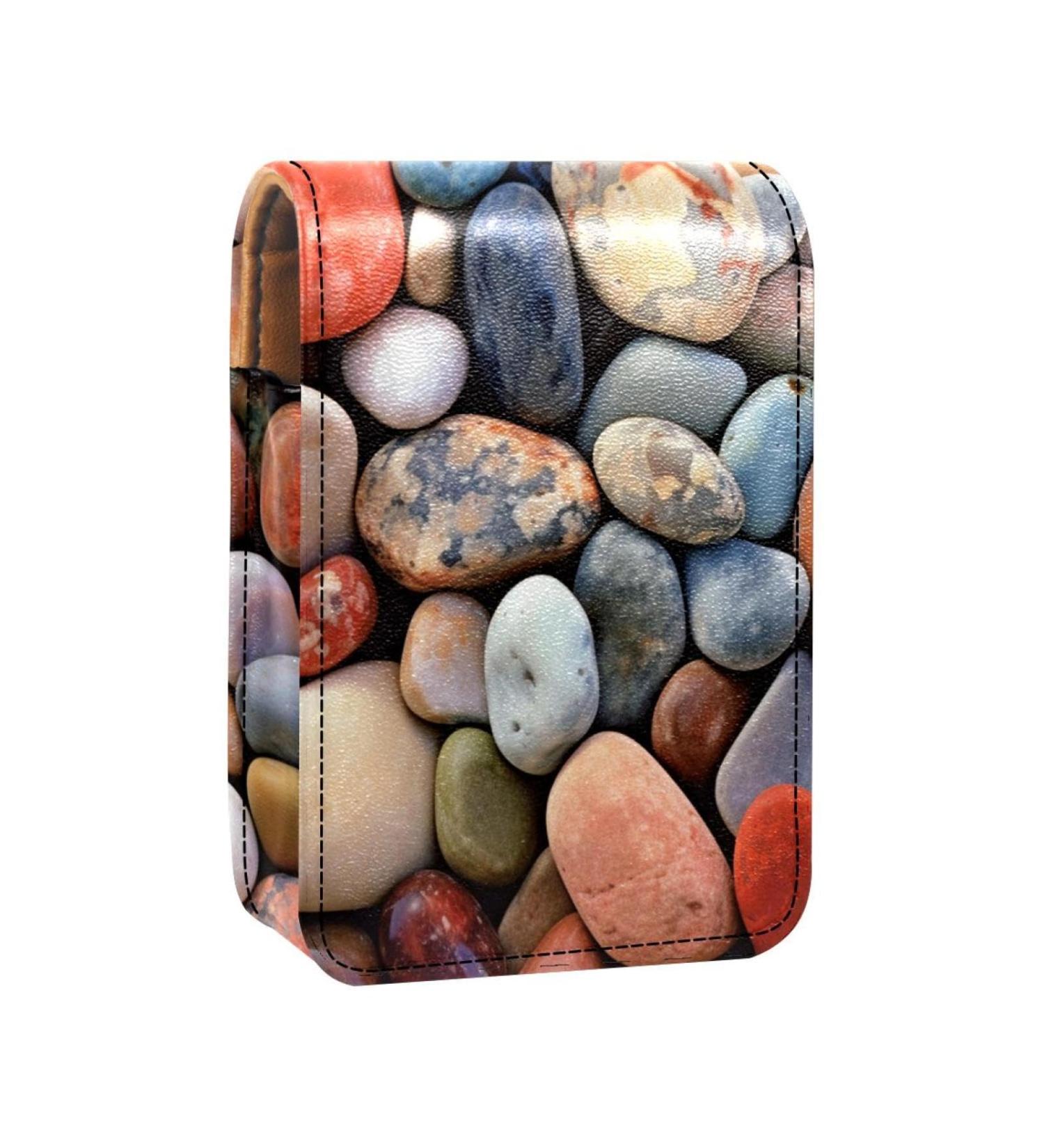 Buy Travel Lipstick Organizer Case - Portable Makeup Bag with Mirror | Colorful Beach Stones Design - Buy Online on GoSupps.com