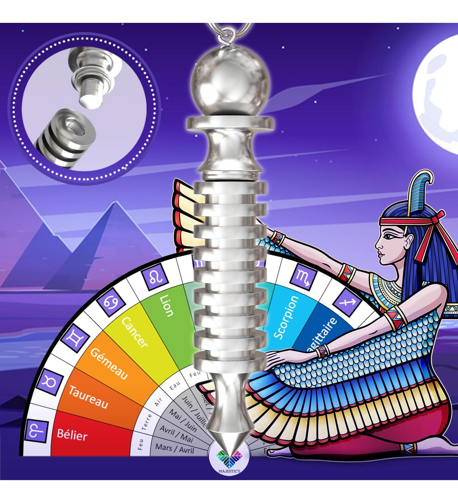 Buy Egyptian Isis Pendulum - Silver Radiesthesia Oracle Tool for Geobiology & Mood Enhancement - 45g International Shipping - Buy Online on GoSupps.com