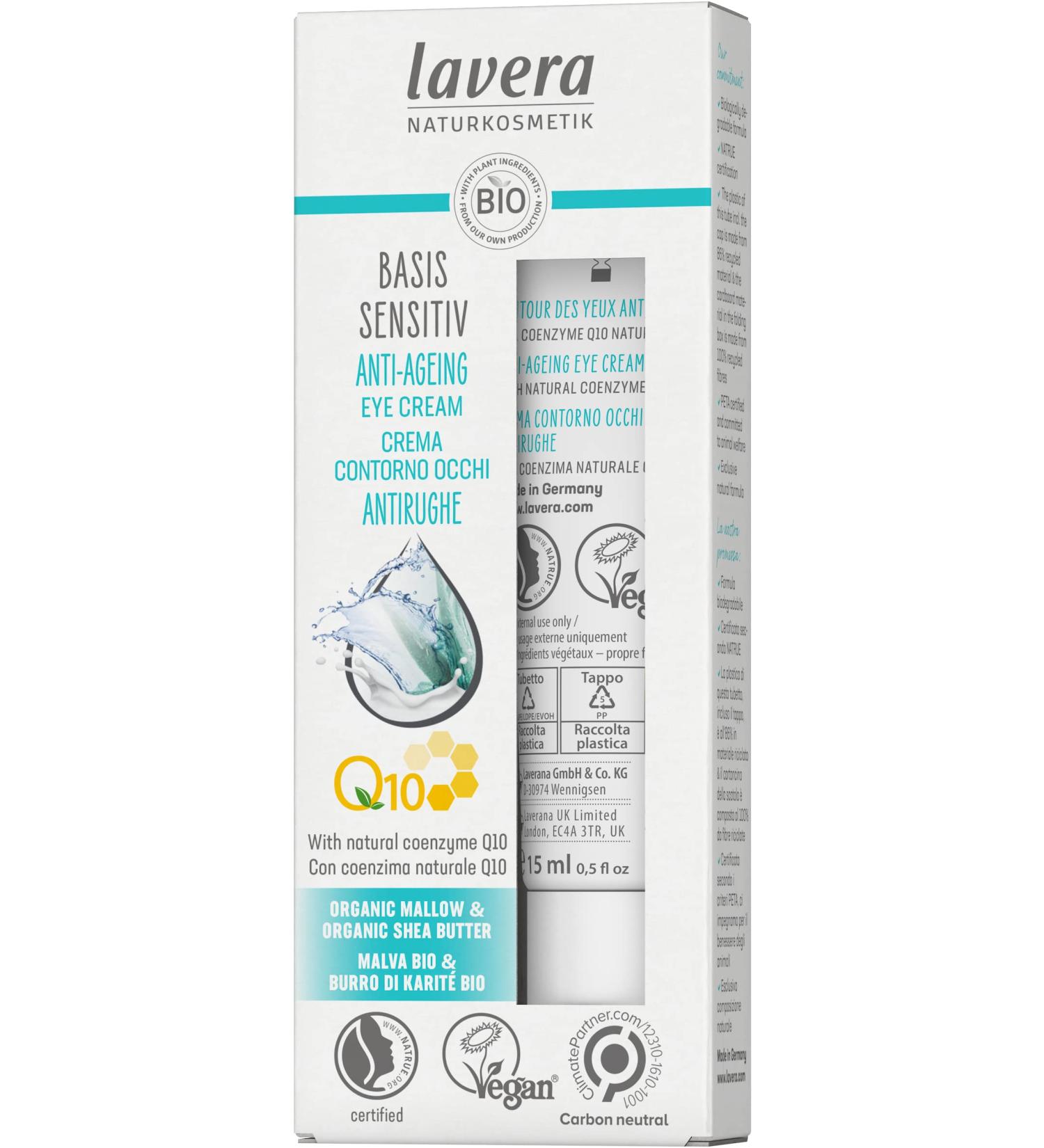 LAVERA Basis Sensitive Anti-Ageing Eye Cream Q10 - 15ml | Revitalize & Nourish | International Shipping Available - Buy Online on GoSupps.com