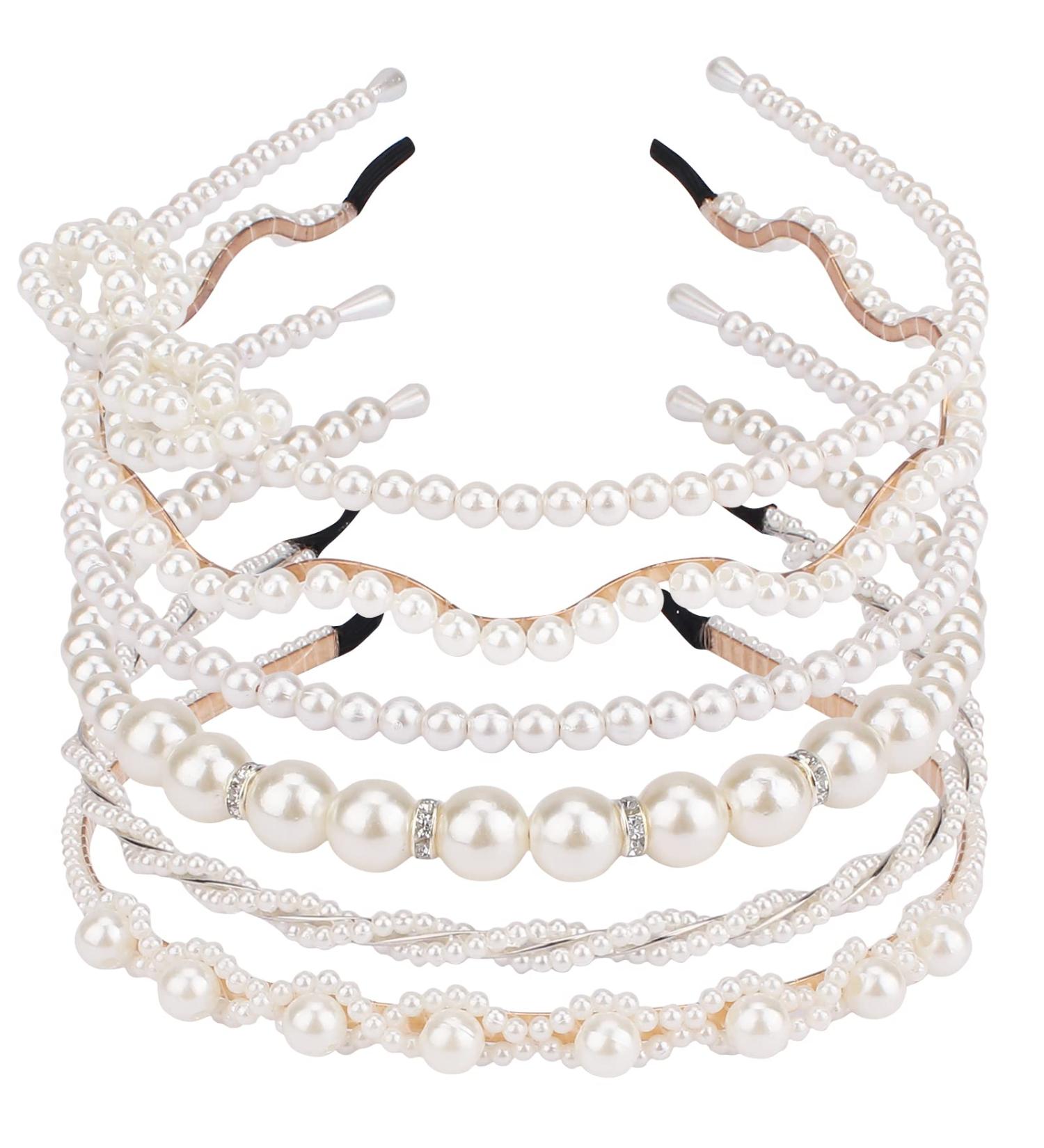AMCAMI 6 PCS Pearl Rhinestone Headbands - Sparkly Hair Accessories for Women and Girls - Buy Online on GoSupps.com