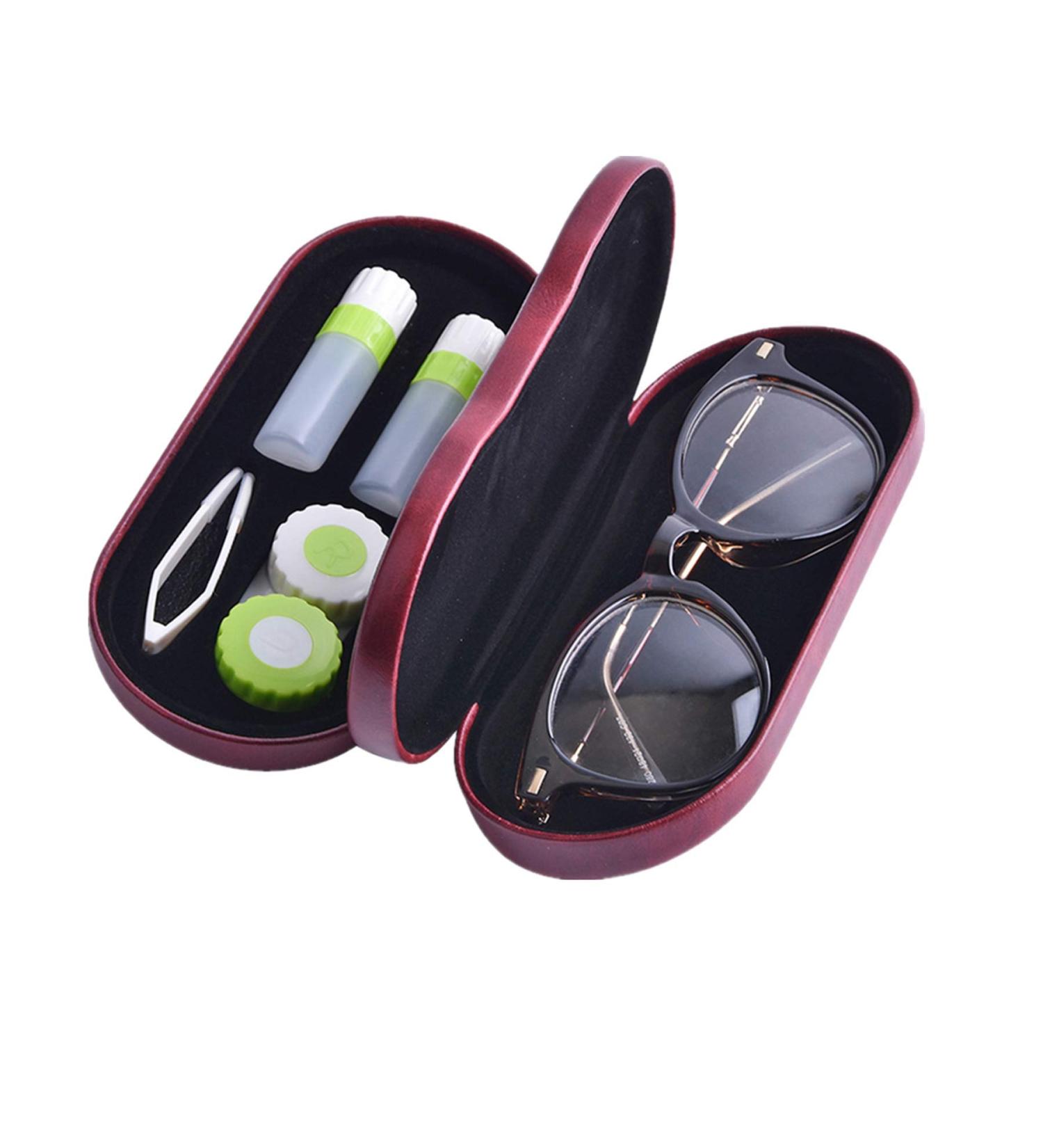 Buy 2-in-1 Contact Lens Container & Glasses Case - Portable Double-Sided Includes Tweezers & Applicator - Perfect for Home & Travel (Red) | International Shipping Available - Buy Online on GoSupps.com